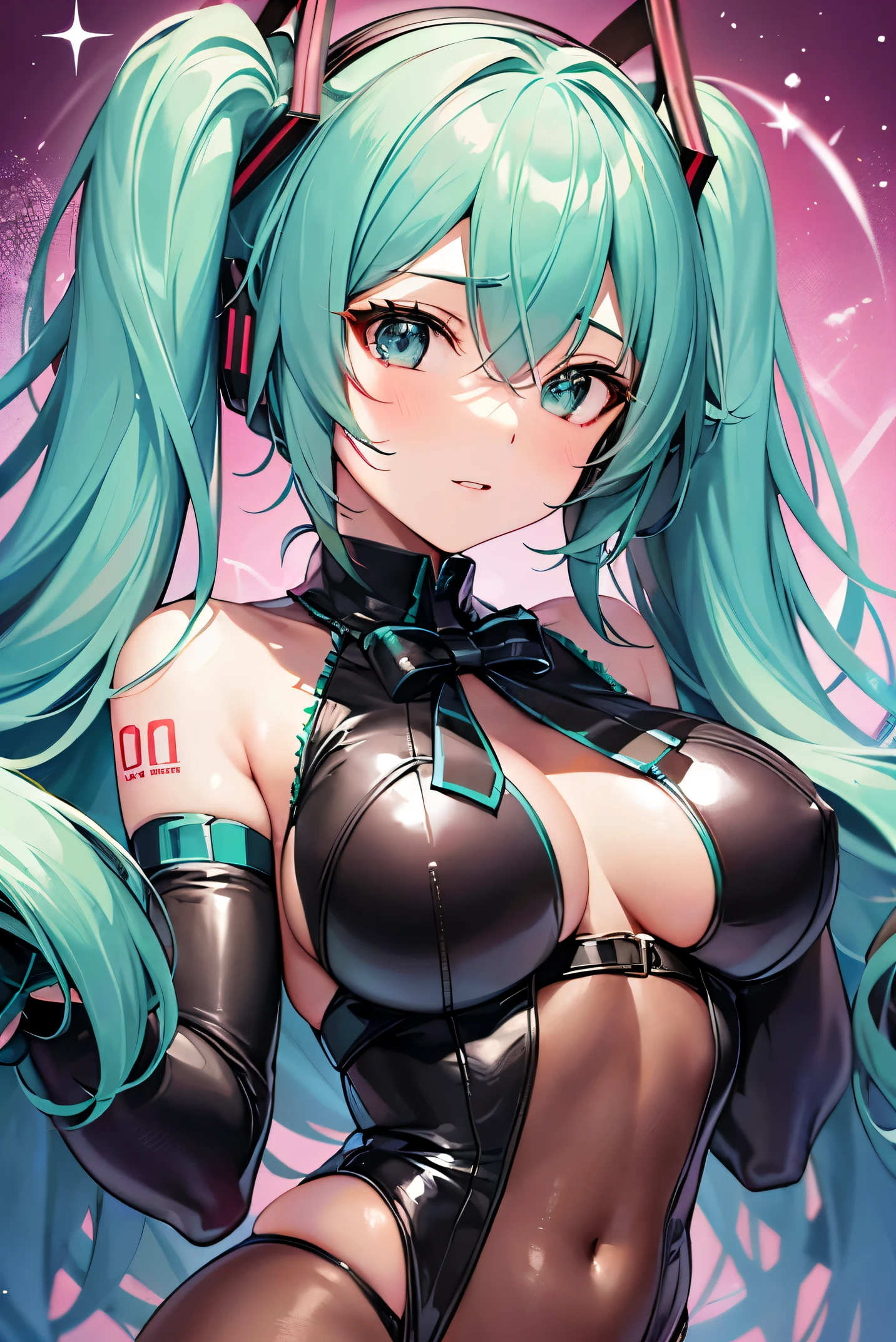 (((tmasterpiece, Big breasts Hatsune Miku, Song, 超詳細