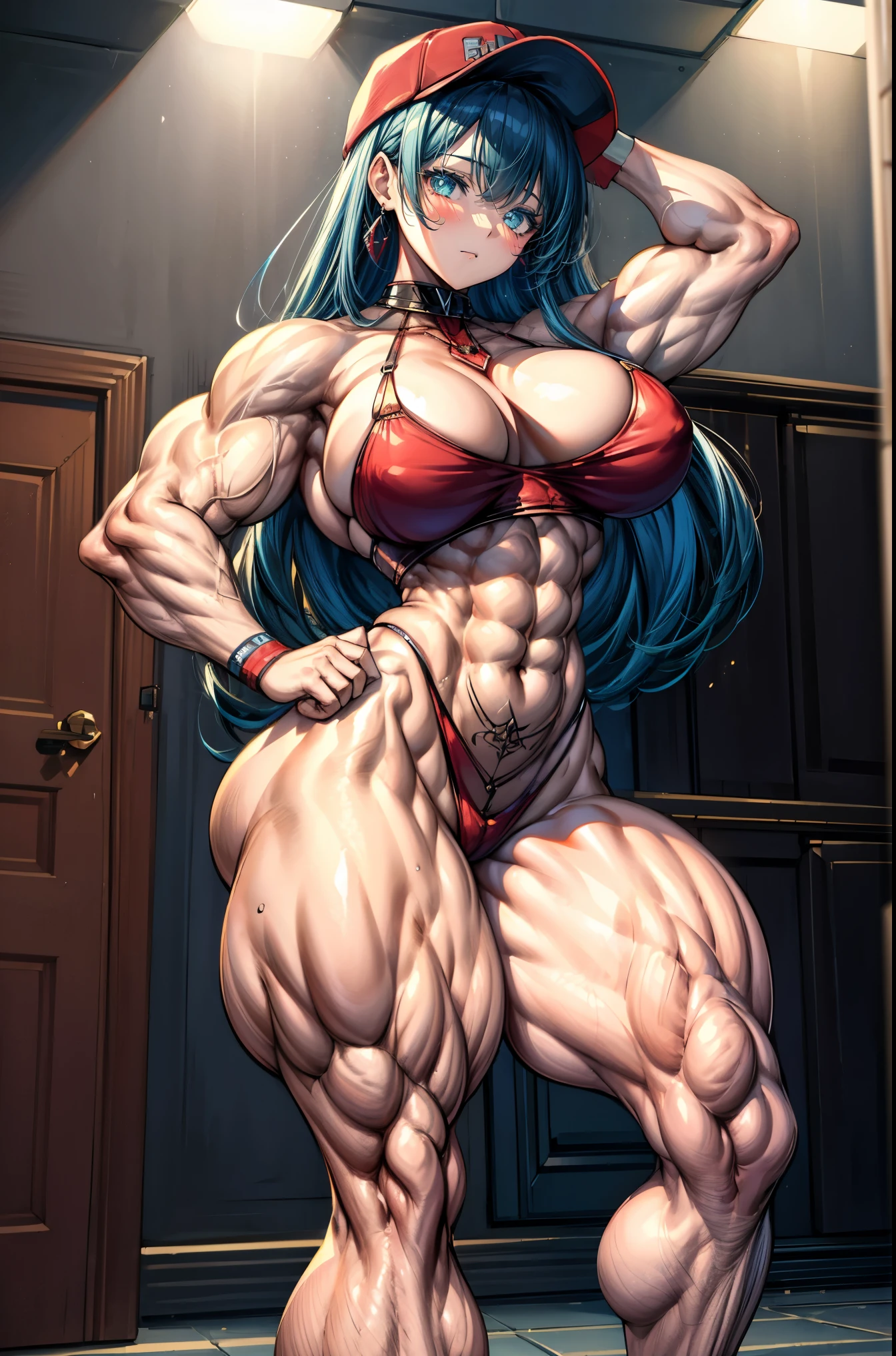 (best lighting) , (Extremely complex and detailed) , 4K unified, (Super detailed CG: 1.2) , (8k: 1.2),(The original), (masterpiece) , (best quality),(masterpiece:1.4),Anime-like high quality,(masterpiece),masterpiece, Super clear picture quality,clearer than,(delicate face)best quality, absurd,((Master of Peace, 4K, 8k, Yes, high resolution))1个girl, female student,She was in the garden,Smile,standing posture,Ten strong abdominal muscles,stand up,exposed abdomen, Crop topping,dense, There are raised veins on the arms,spring, boots, Perfect body, long black hair, Navel-baring outfits are cool,baseball cap,dynamic poses,legs exposed,Strong leg muscles ((bodybuilder:1.5)),spring Garden,(beautiful bass),(girl),(miss),(((whole body:1)))tights,Sexy,Muscle explosions,Draw muscles,超级Draw muscles,Super thick leg muscles