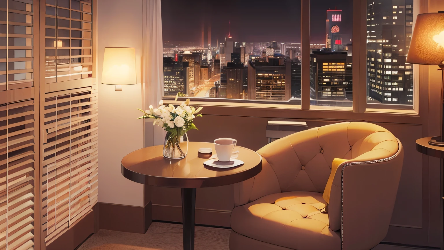 luxury hotel room、lamp、table、Chair