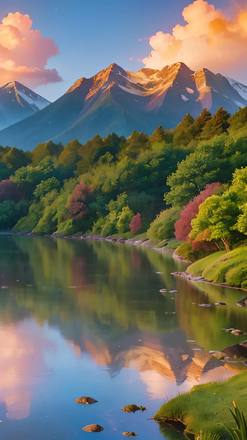 (best quality,4k,8k,highres,masterpiece:1.2),ultra-detailed,(realistic,photorealistic,photo-realistic:1.37),vibrant colors,ethereal lighting,surrealistic atmosphere,nature's enchantment,awe-inspiring landscape,touch of magic,serene morning,refreshing breeze,promise of a new day,ray of hope,glimmer of light,dark clouds parting,hope after darkness,colorful sky,painted horizon,twinkling stars,fresh raindrops on leaves,dew-kissed grass,gentle waves caressing the shore,peaceful silence,majestic mountains standing tall,soft golden sunrays,splashes of pink and orange,blissful tranquility,calm reflection,changing seasons,dawn's symphony,magical transformation,breathtaking panorama,beauty of nature's resilience,living artwork,picturesque view,sublime moment of creation,nature's masterpiece.
