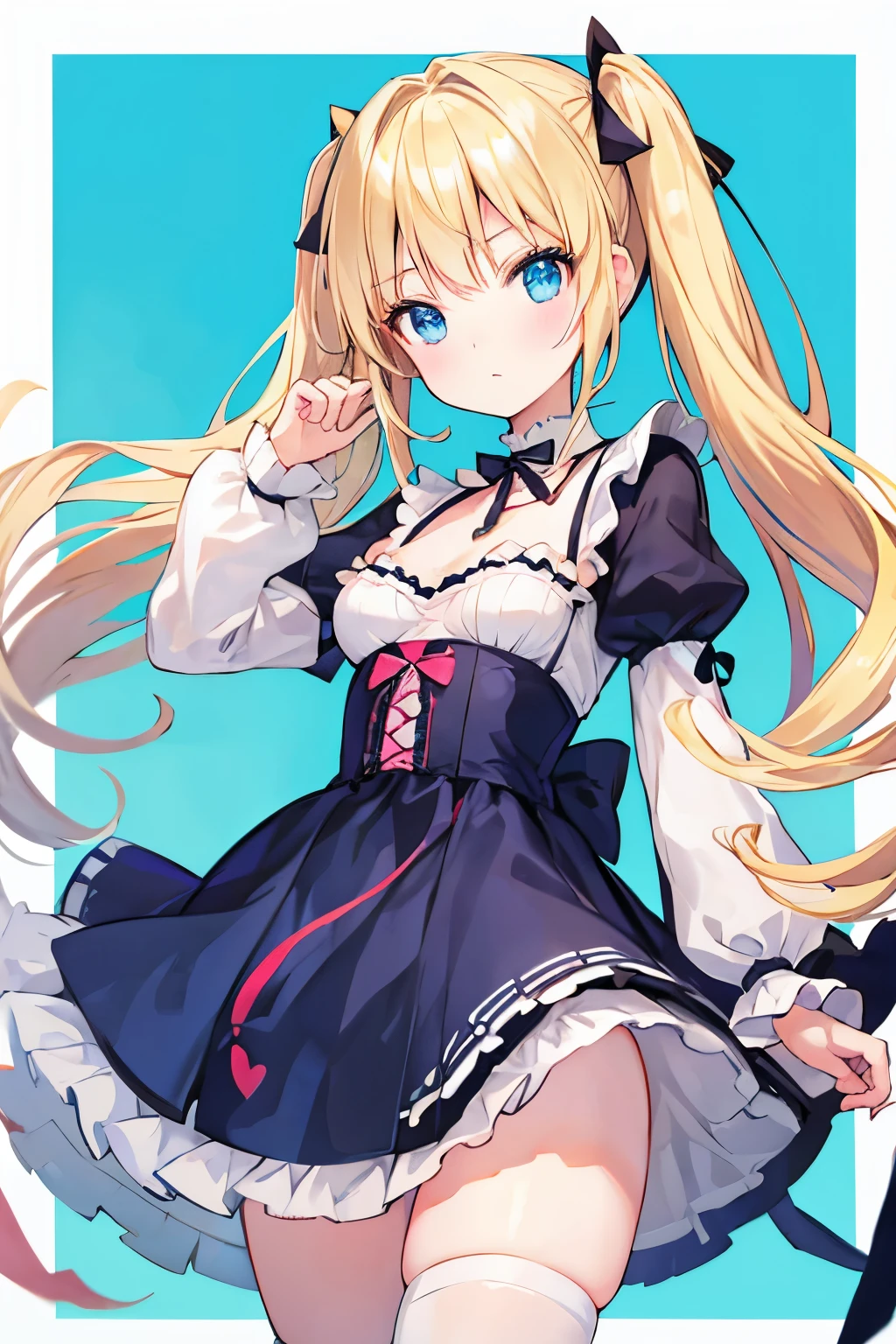 blonde blue eyes、Lolita、small breasts、twin tails