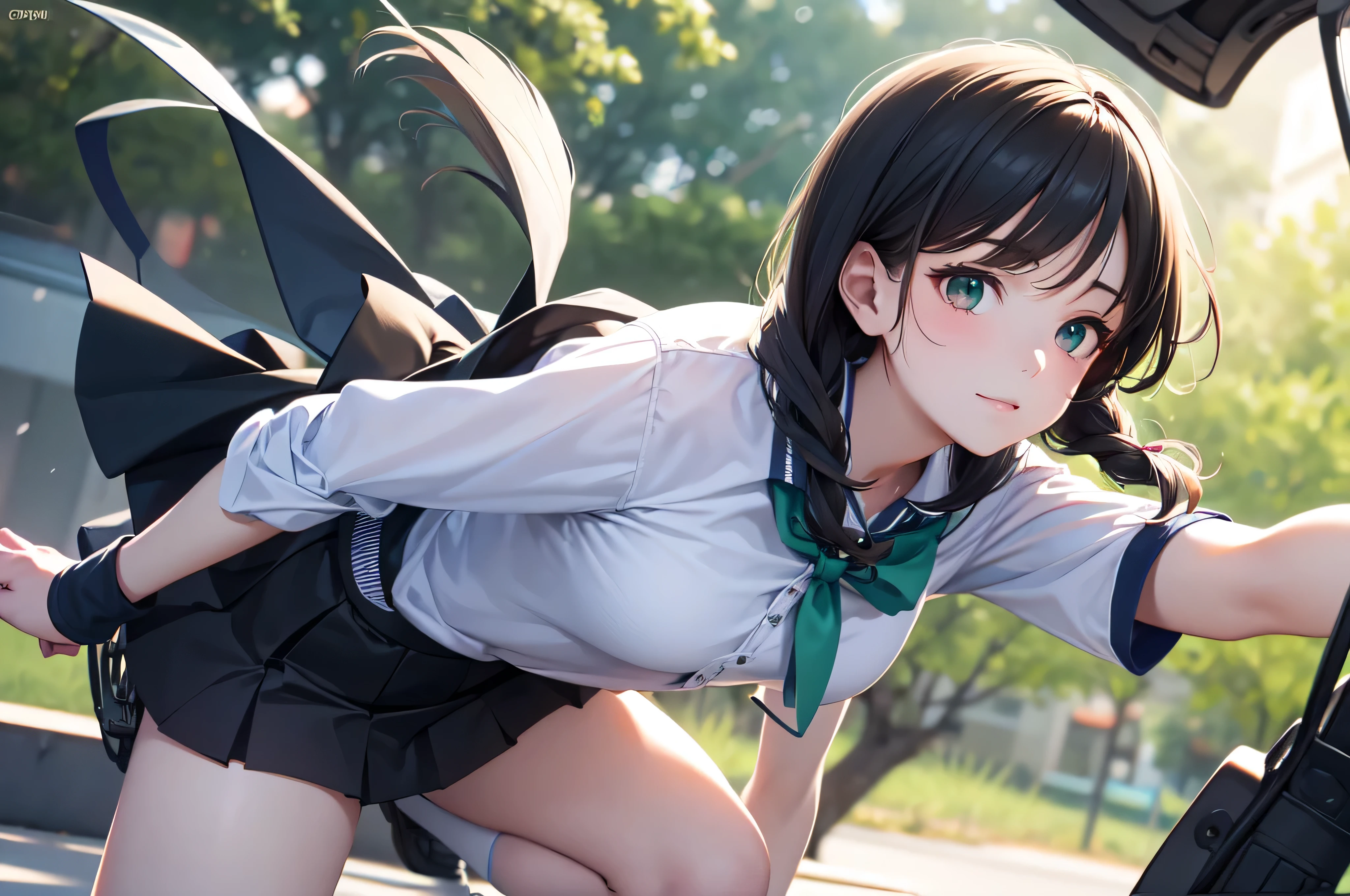 Yuikotegawa, yui kotegawa, Black Hair, (Brown eyes:1.5), Long Hair,Big Breasts,happy smile, smile, Open your mouth,Glasses,Cold shoulder tops,Short sleeve,mini skirt,Stiletto heels,Walking,morning,morning陽,The sun is rising,whole bodyがイラストに入るように,
break outdoors, School,school gate,
break looking at viewer, whole body,
break (masterpiece:1.2), Highest quality, High resolution, unity 8k wallpaper, (figure:0.8), (Beautiful attention to detail:1.6), Highly detailed face, Perfect lighting, Highly detailed CG, (Perfect hands, Perfect Anatomy),