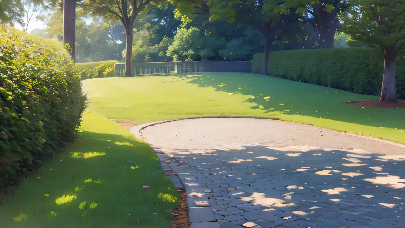 The background is a park、grass