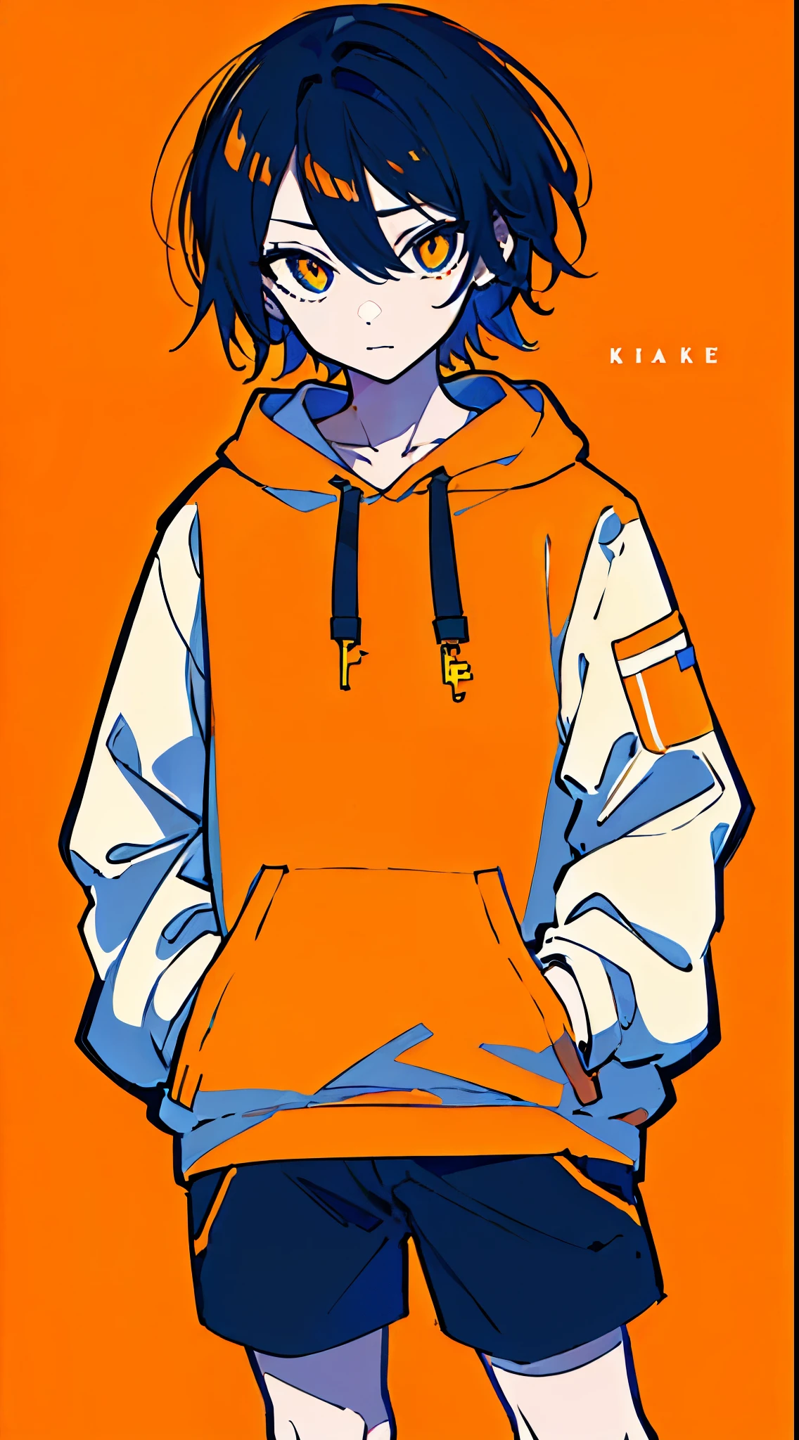 (masterpiece, highest quality:1.6), alone, thick outline, (simple background, light orange background, monochrome, light orange theme:1.2), official art, Key Visual, 8K, disorganized, whole body, (unique hair, Oversized Hoodies, hot pants, arch back, short torso:1.2), belly button, thighs, cowboy shot, HDR, sharp focus, High resolution, most detailed, very detailed, Super detailed, finely, detailed eyes and face, sharp pupils, realistic student, solo, orange and white contrast, solo, hands in pockets