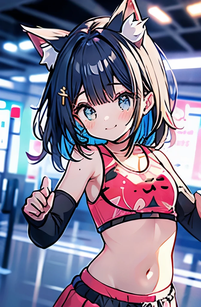 boxing、 girl、、belly button、stomach、skirt、Cat ear、cute