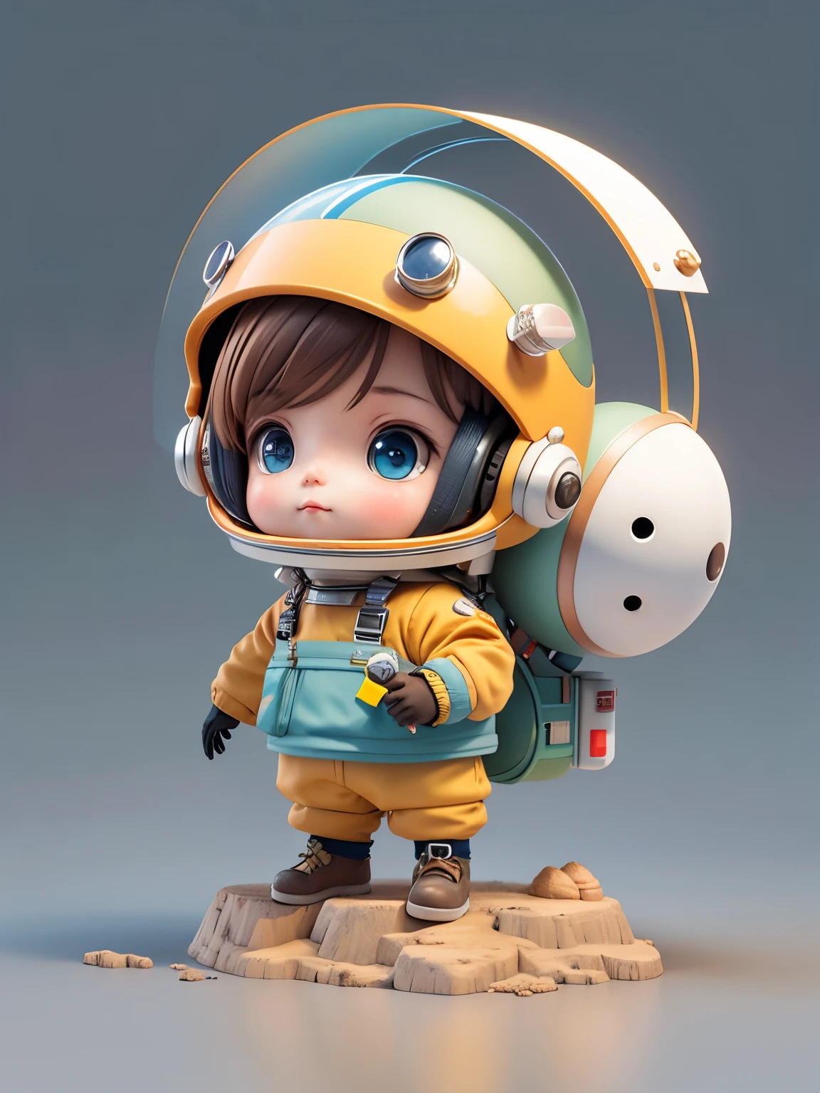 There is a quail with helmet and helmet, cute 3d rendering, little astronaut looking up, portrait anime space cadet boy, cute 3d anime boy rendering, cute detailed digital art, male explorer mini cute boy, 3d rendering stylized, 3d rendered character art 8k, cute digital painting, anime style 3d, super detailed rendering