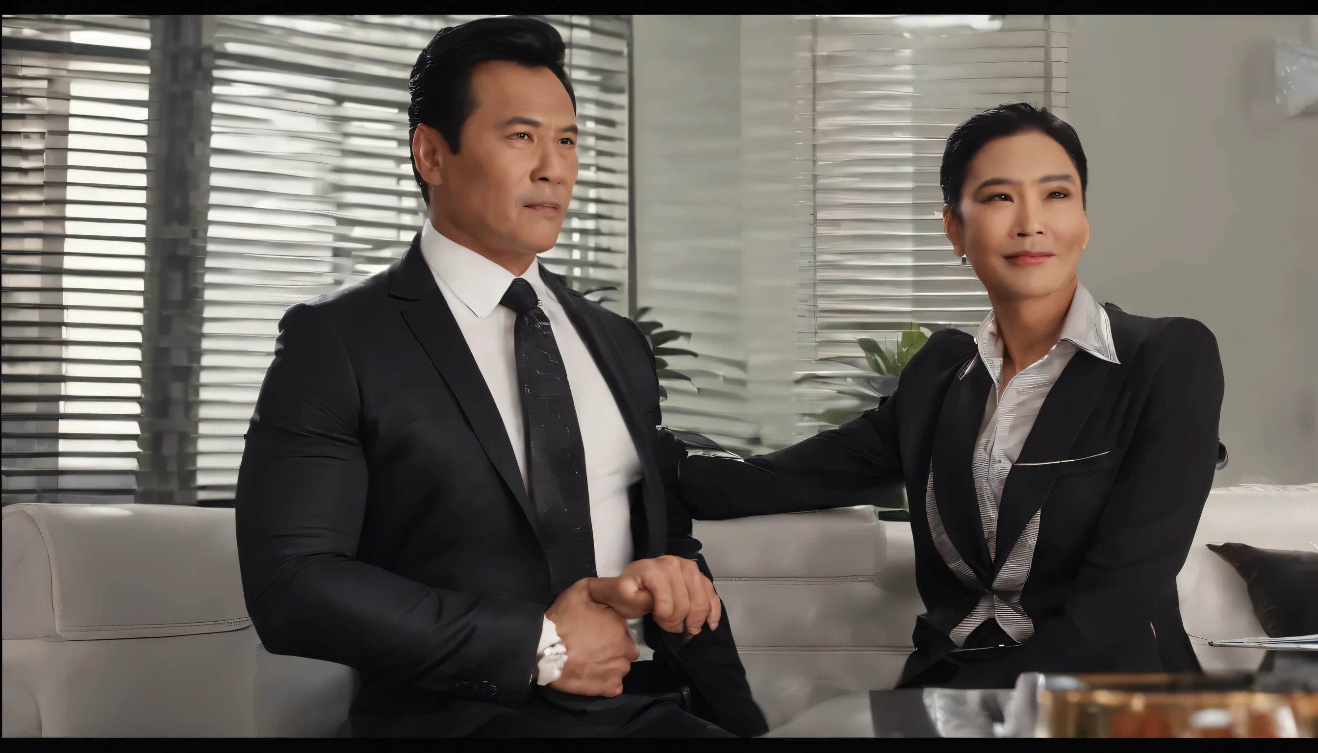 one person 30-year-old muscular woman, wearing a white long-sleeved shirt and tie and business suit, cute smile showing white teeth with mouth open, wearing leather shoes, full body, soft lighting, Masterpiece, Top Quality, 8K UHD, DSLR, Film Grain, Fujifilm XT3 Photorealistic Painting Art Mid Journey and Greggle Tokowski