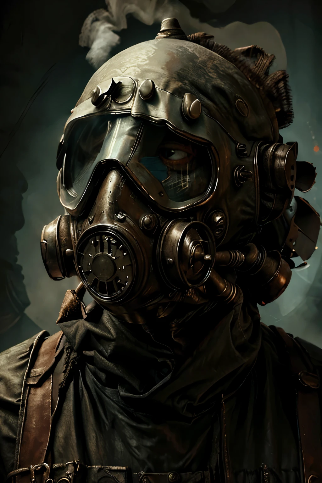 Monster , ghost clothes, hidden faces ,mask respirator ,covered ghost head , masterpiece,top quality,highest detailed ,world realistic