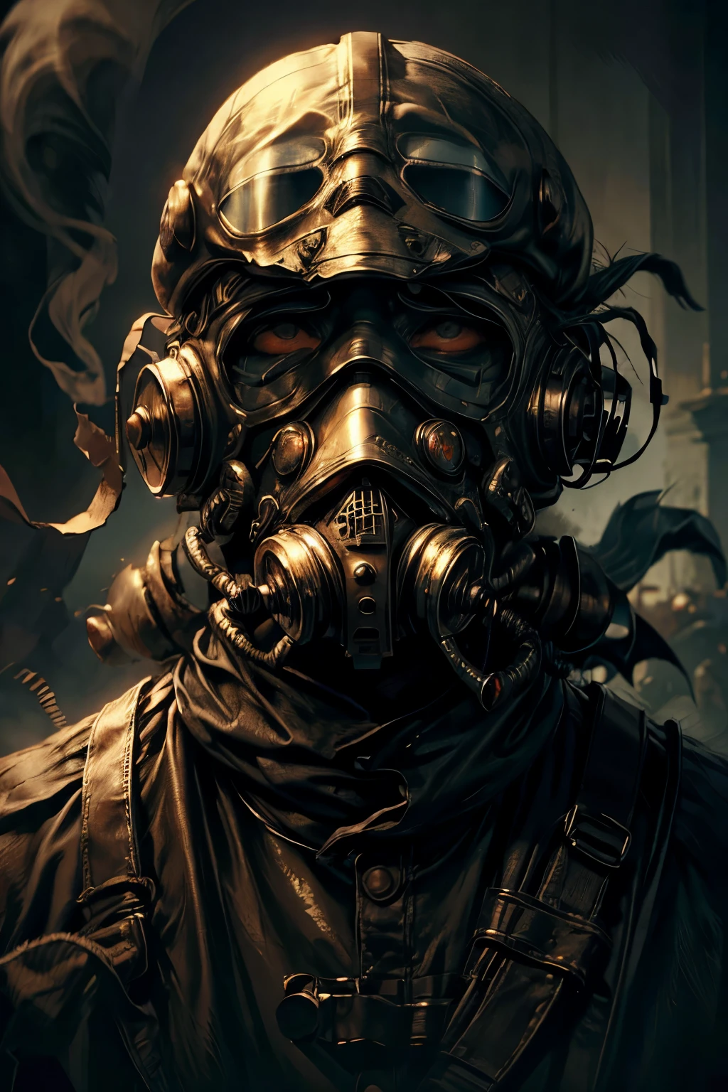 Monster , ghost clothes, hidden faces ,mask respirator ,covered ghost head , masterpiece,top quality,highest detailed ,world realistic