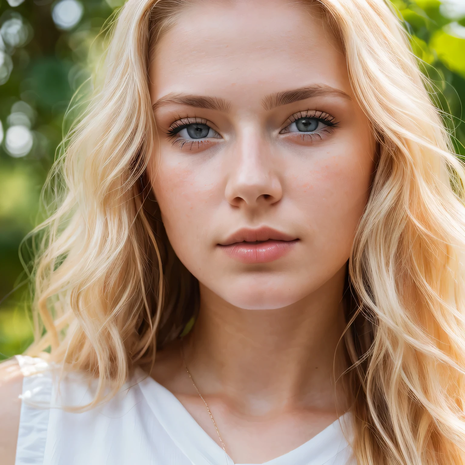 (((a 20-year-old Finnish girl beautiful woman ))) half-open strawberry lips, wistful look, (extra long wavy blonde hair), ((detailed face)), ((detailed facial features)), (finely detailed skin), pale skin, lace, soft natural light, ((outdoor)), (cool colors), damp, reflections, (masterpiece) (perfect aspect ratio), (realistic photo), (best quality), (detailed) ( blue eyes), (Detailed eyes), (Detailed face), symmetrical eyes, sharp eyes, cold face,( full body: white shorts and white beautiful top, natural breasts, big ass ), (((HIGH LEVEL OF DETAIL))), ((perfect body)),