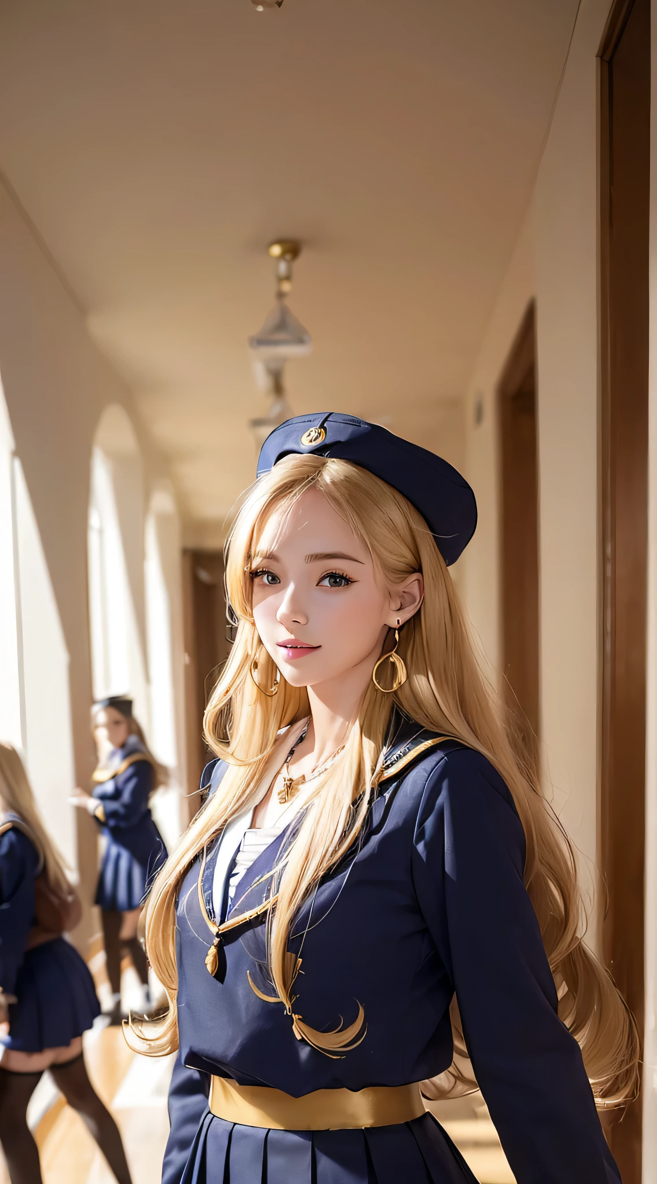 chris、25 years old blonde head shortcuts, black army uniform、black stockings、having clipboard tall、horny woman, giga_busty