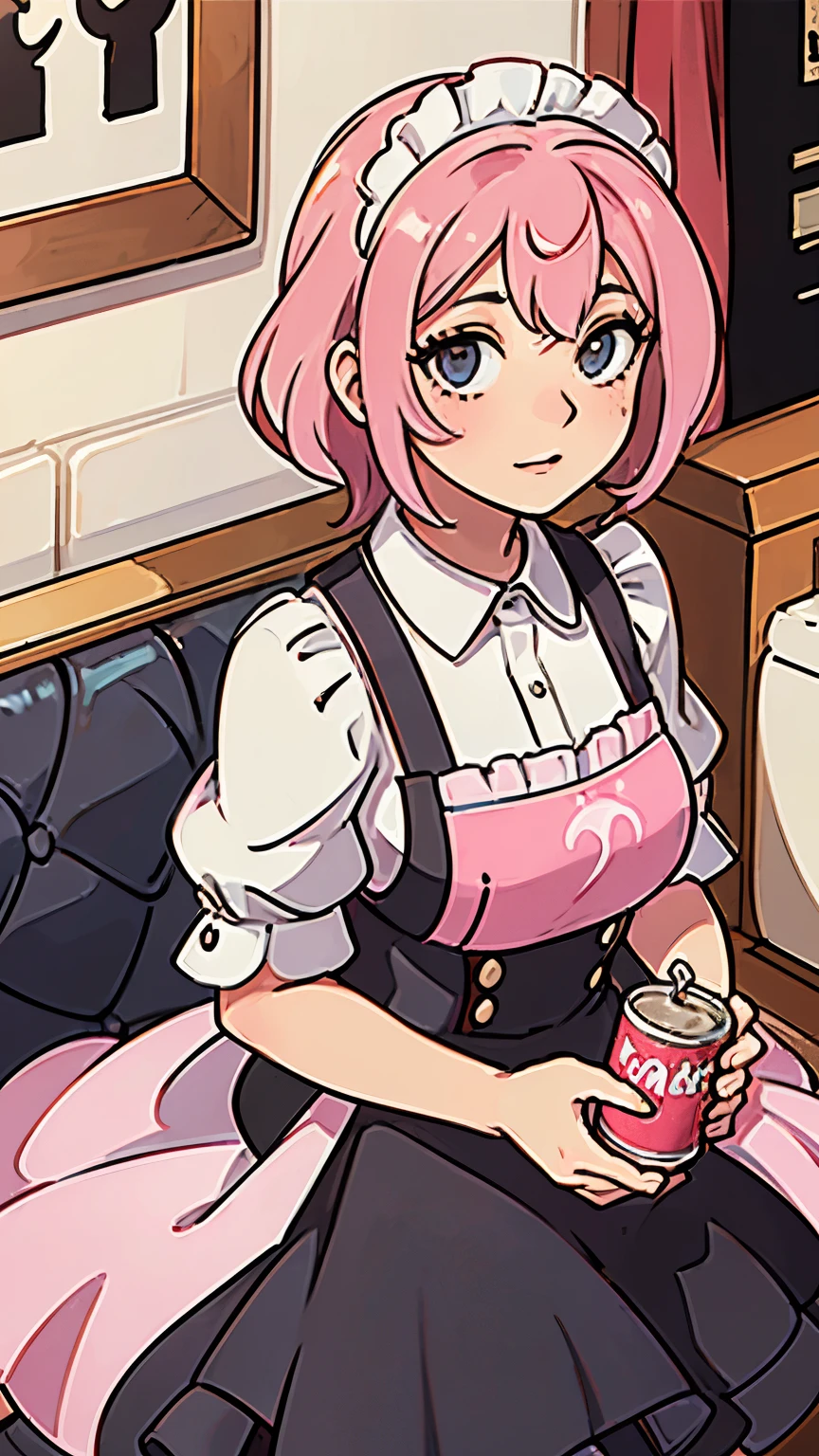 Girl with pink hair, long double-tailed hairstyle ((small pink bushy eyebrows)), con, dressed in loliress, sunset lighting showing her body, very marked thigh gap, Thigh Gap, marked vagina, lifting her skirt to show her vagina wet with semen, thighs splashed with semen, with a flirtatious smile,
sidedoggystyle