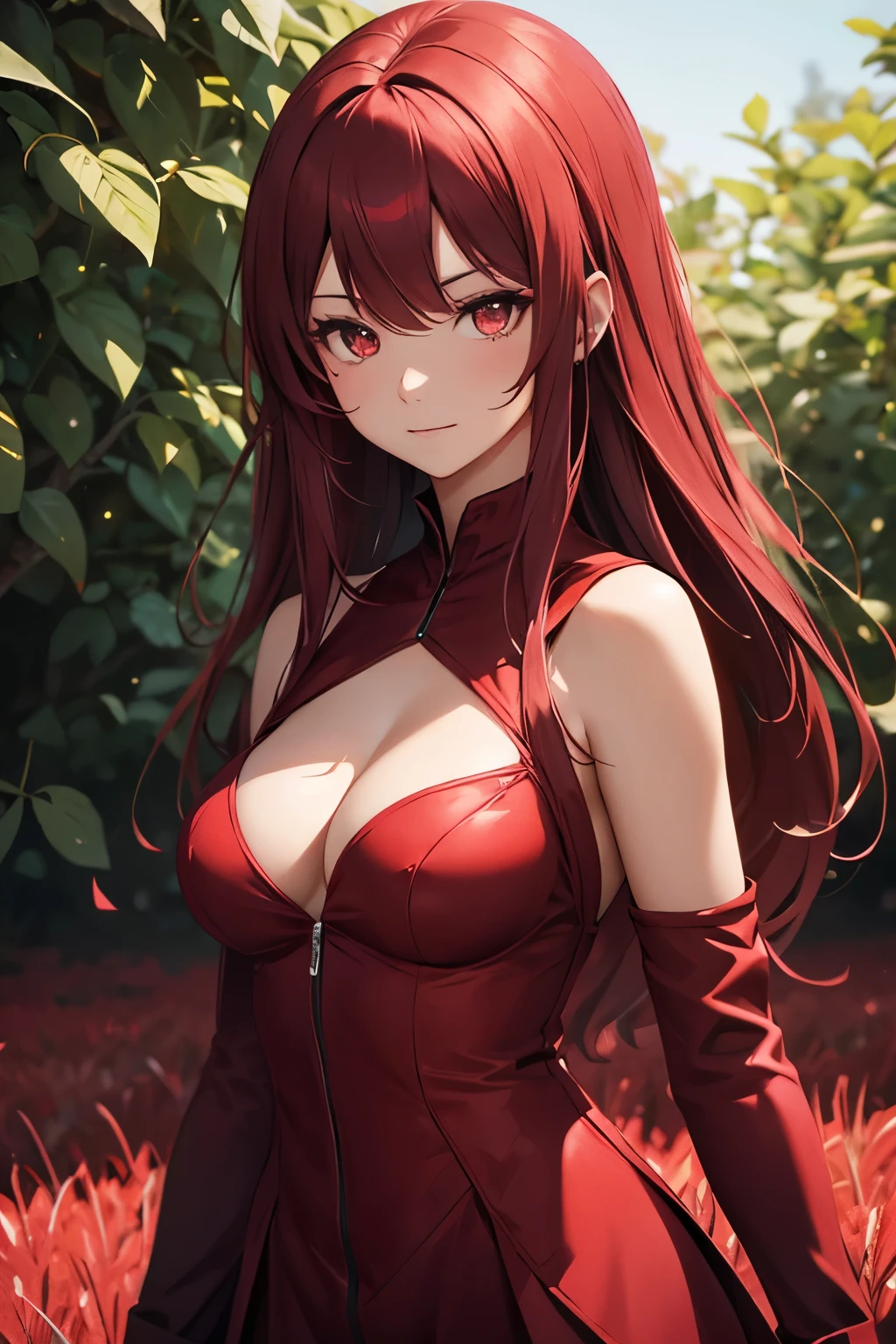 best quality, crimson image of a beautiful woman with no hail, art