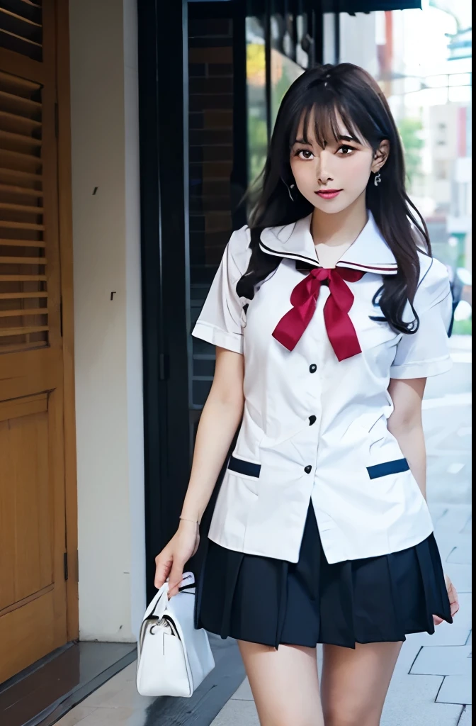 cute、young、beautiful girl、sailor suit、short skirt