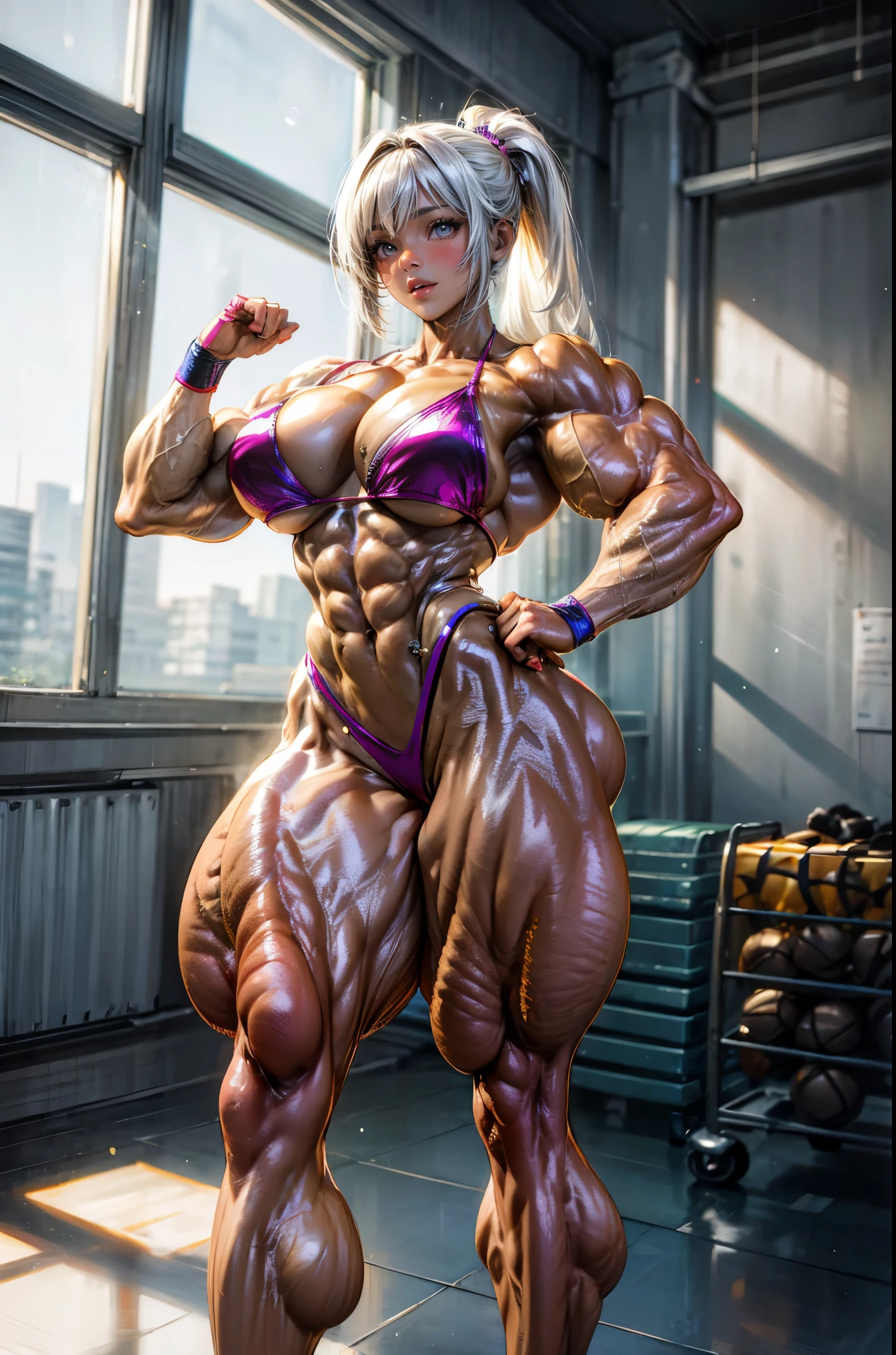 (best lighting) , (Extremely complex and detailed) , 4K unified, (Super detailed CG: 1.2) , (8k: 1.2),(original), (masterpiece) , (best quality),(masterpiece:1.4),Anime-like high quality,(masterpiece),masterpiece, Super clear picture quality,clearer than,(delicate face)best quality, absurd,((Master of Peace, 4K, 8k, Yes, high resolution))1个girl, female student,She was in the garden,Smile,standing posture,Ten strong abdominal muscles,stand up,exposed abdomen, Crop topping,dense, There are raised veins on the arms,spring, Sneakers, Perfect body, ponytail,dynamic poses,legs exposed,bikini,Strong leg muscles ((bodybuilder:1.5)),spring Garden,(beautiful bass),(girl),(miss),(((Upper body:1)))tights,Sexy,Muscle explosions,Draw muscles,超级Draw muscles,Muscle force,Muscle display,Burst muscles,Ultra low sebum,Ultra low moisture,Drawn muscles,High muscle density,exaggerated muscles