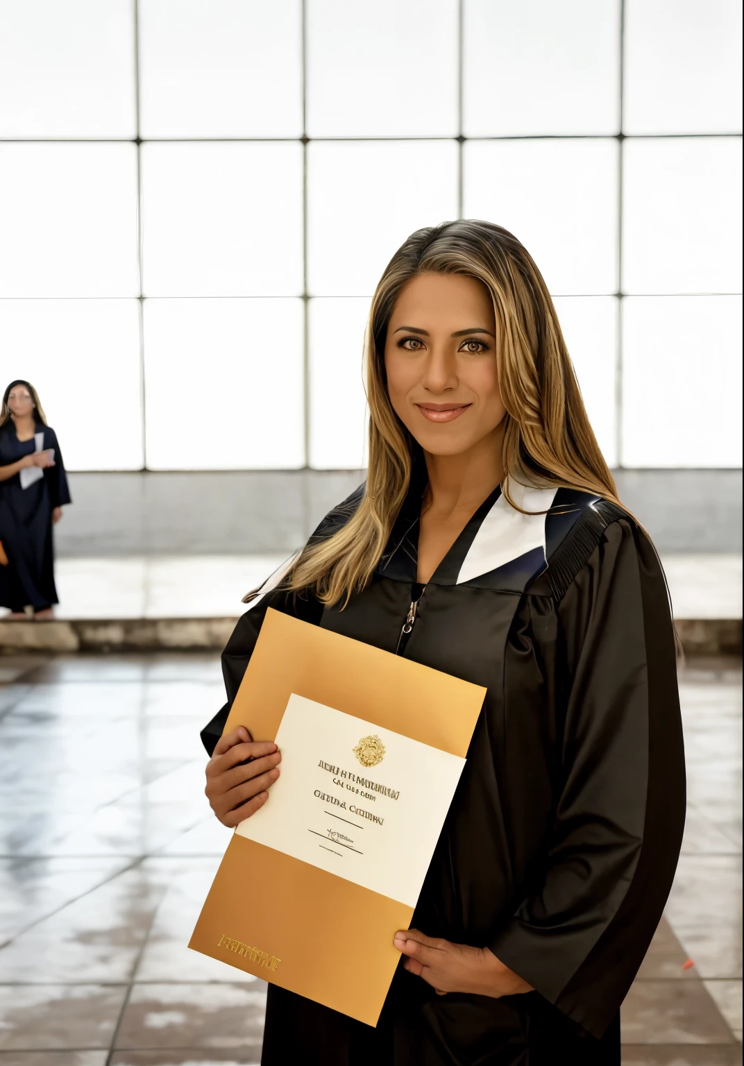 Woman in graduation gown with diploma in front of flags, lorena avarez, graduation photo, fernanda suarez, adriana dxim, alani guillen, marischa becker, alumno, wearing an academic gown, foto profesional, julia fuentes, valentina remover, magda torres gurza, jaqueline e, estefania villegas burgos