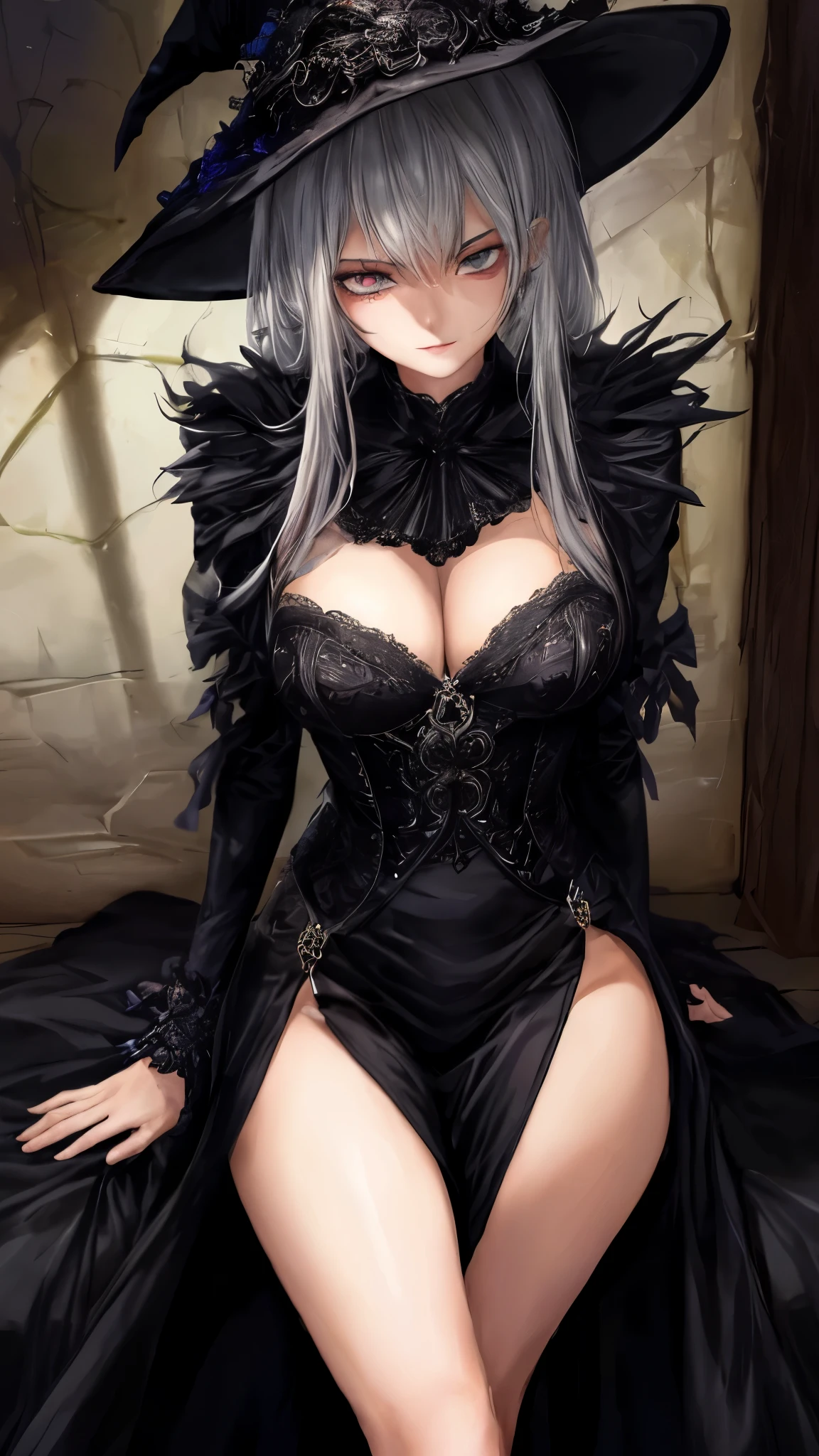 um close de uma mulher em um vestido preto com capa, beautiful feiticeira, a beautiful feiticeira, /!\ the feiticeira, feiticeira, dark feiticeira, feiticeira woman, supervillain feiticeira witch, artgerm extremamente detalhado, evil feiticeira, humano :: feiticeira