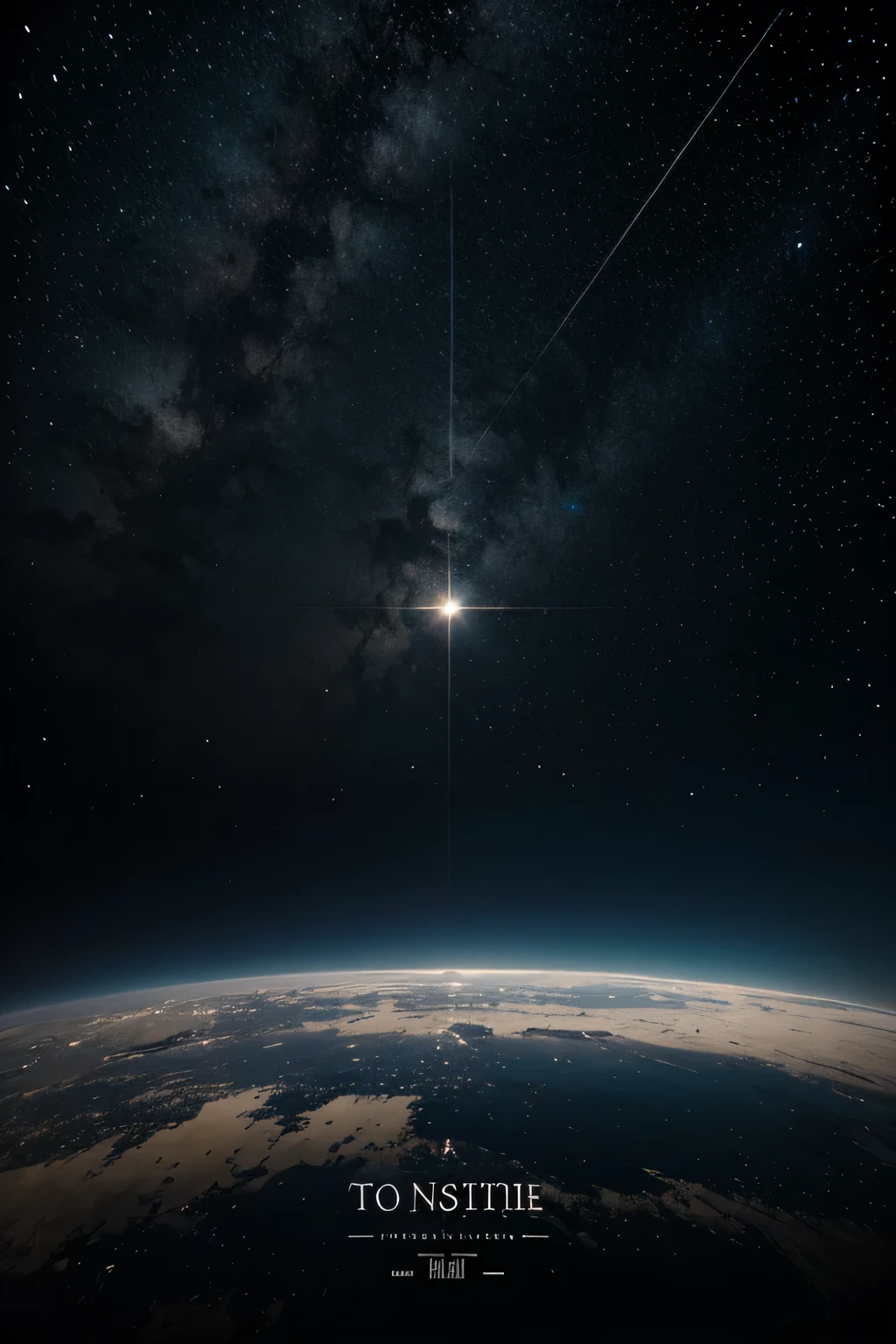 Créez une image artistique avec le nom de Dieu au centre en calligraphie arabe décorative; L'arrière-plan de l'image doit inclure le ciel nocturne et les étoiles qui brillent dans des couleurs claires.. L'image est claire, Haute qualité HD