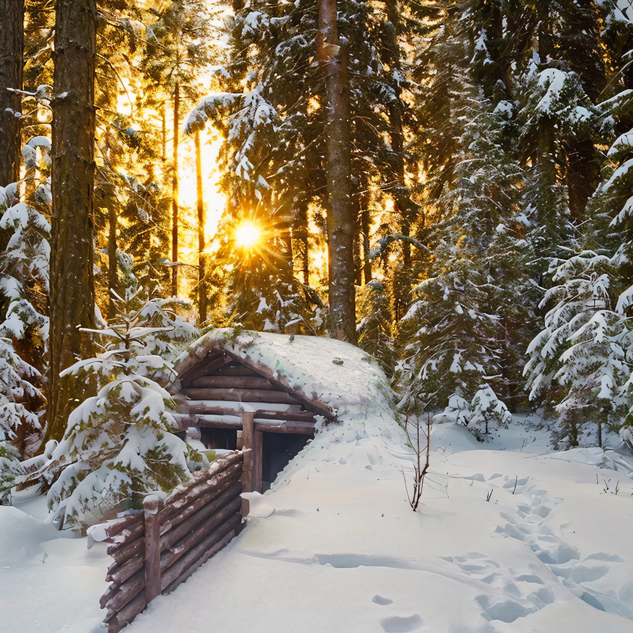 a high resolution, trees are more contrasting, spruce and snow