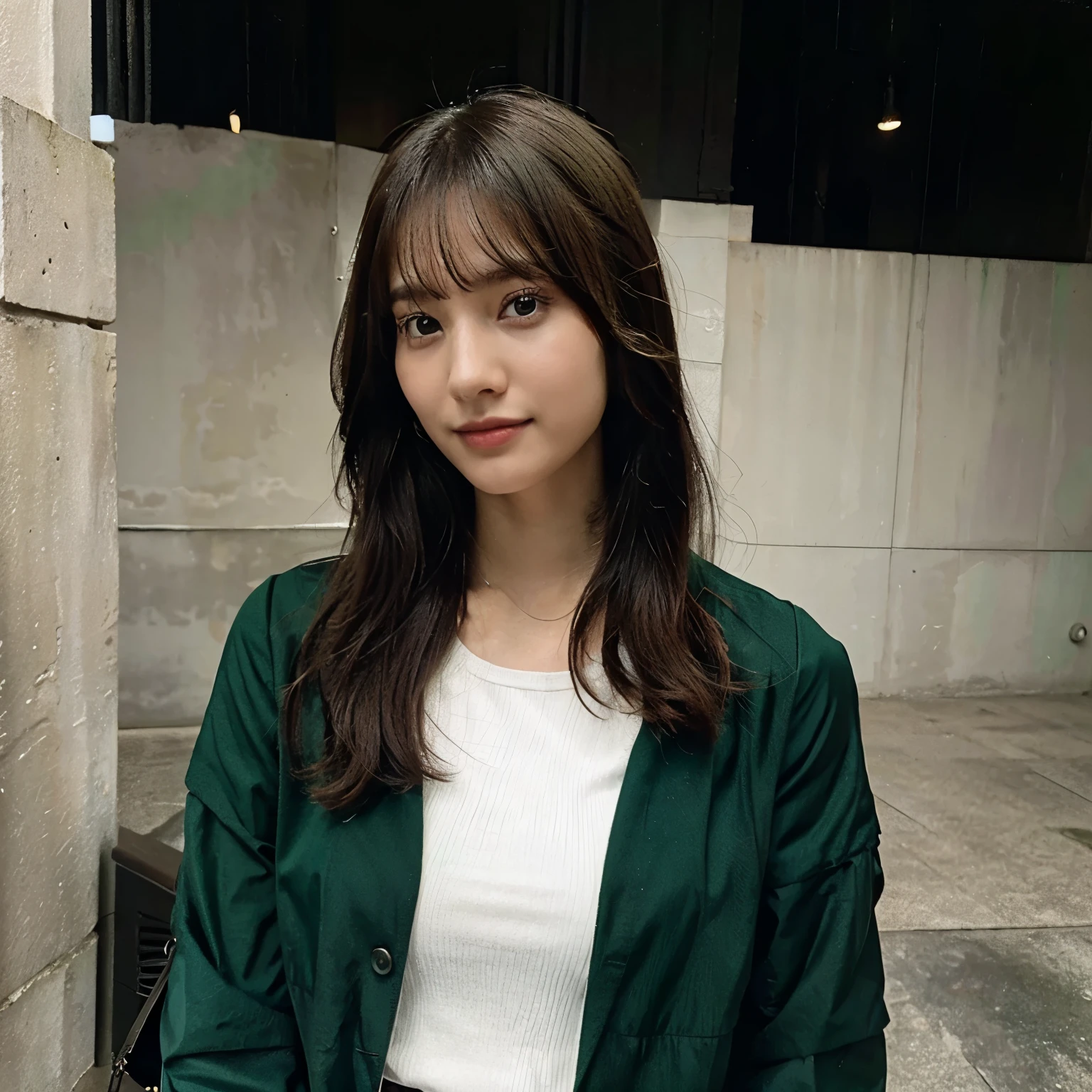 Girl in a green jacket