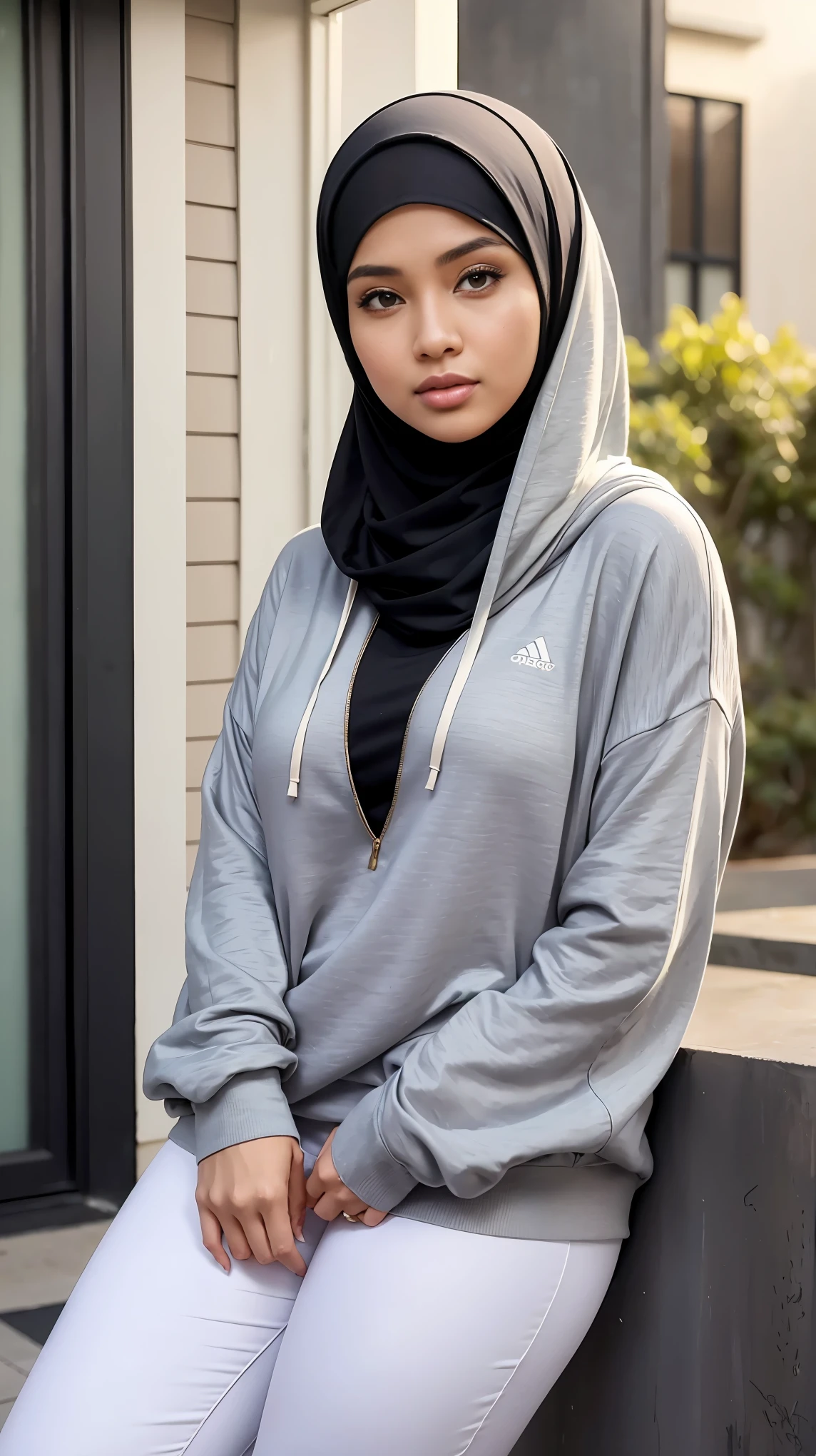 A beautiful white Asian girl in a hijab is being hanged in an old warehouse by several men and she is being tortured until she looks very painful and tormented
