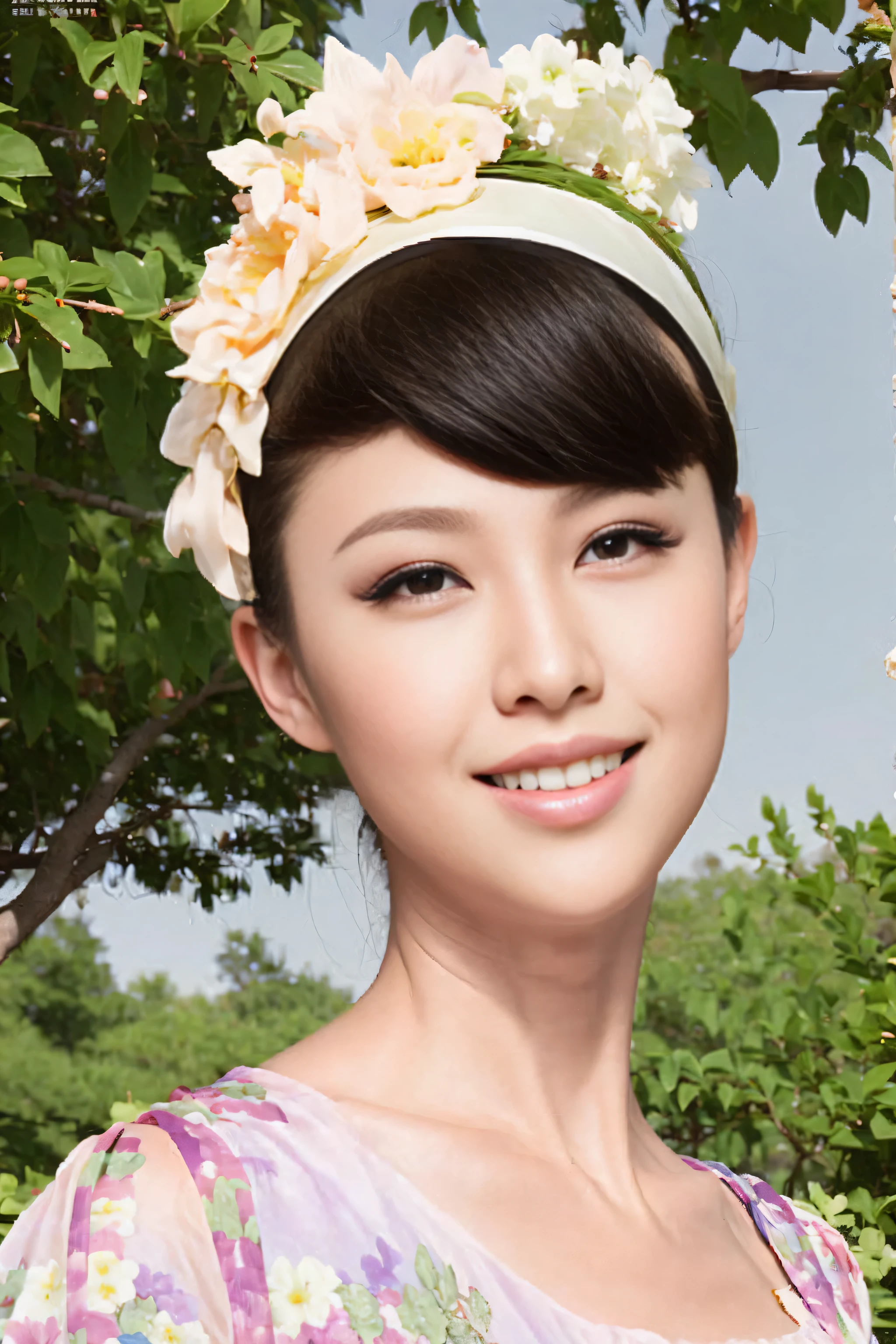 Fashion model 20 years old [[[[close up]]]], [[[[neck]]]], [[[[Shoulder]]]], perfect eyes, perfect iris，perfect lips，perfect teeth，perfect skin，White skin，Soft headlight，High density imaging review，long hair，（Face is clear and delicate），White casual wear，The background is outdoor，Green trees and flowers，best quality，masterpiece，(((whole body image))),（pastel colors：1.2）
