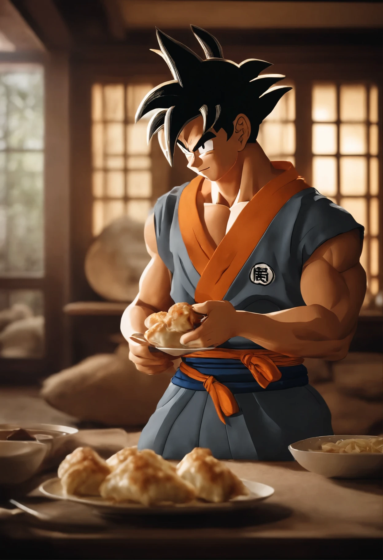 Goku eating gyoza
