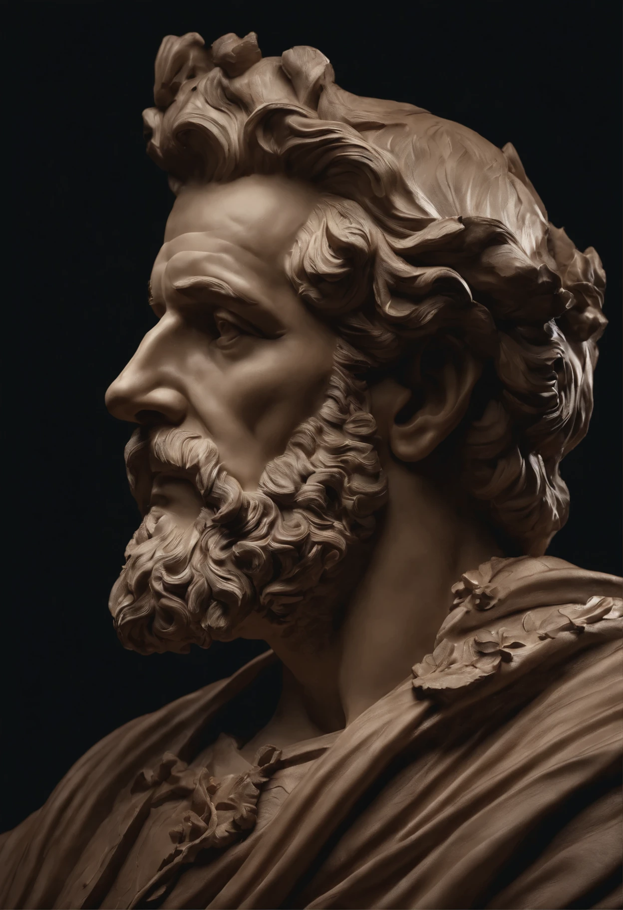 a close up of a broken to pieces of a man bald with a beard, cinematic broken to pieces portrait, Realistic 8k Bernini sculpture, cinematic broken to pieces shot, highly detailed sculpture, cinematic close-up broken to pieces shot, greco roman statue, roman emperor, broken to pieces portrait, Highly detailed iconic characters, broken to pieces with intricate details, Zbrush art, broken to pieces with a beautiful neck, broken to pieces.