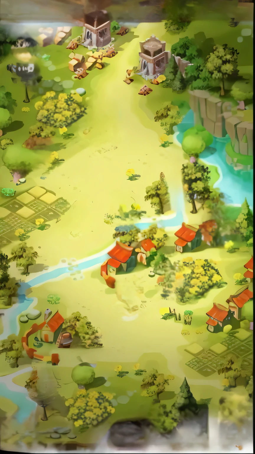 um close up de um mapa de uma pequena cidade com um rio, captura de tela do jogo, captura de tela do jogo, captura de tela do videogame>, jogabilidade ainda, dofus, mapa do jogo, in the game graphic, Arte estilizada do jogo, Fundo distante da aldeia, captura de tela de jogabilidade, cores dedicadas + simetria, captura de tela oficial, imagens de jogo, Arte de jogos para celular, captura de tela de jogabilidade with ui