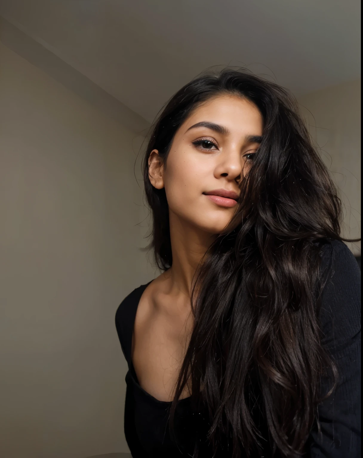 Beautiful ,23 years young Indian girl healthy, confidential looking,8k,realistic, raw photo,dark brown hair,fair skin, indian,long hair,clear facial features,, very detailed, 23years old, innocent face, natural wavy hair, high resolution, masterpiece, best quality, intricate details, highly detailed, sharp focus, detailed skin, realistic skin texture, texture, detailed eyes, professional, 4k, charming smile, shot on Canon, 85mm, shallow depth of field, kodak vision color, perfect fit body, extremely detailed, foto_\(ultra\), photorealistic, realistic, post-processing, maximum detail, roughness, real life, ultra realistic, photorealism, photography, 8k uhd, photography, black hair