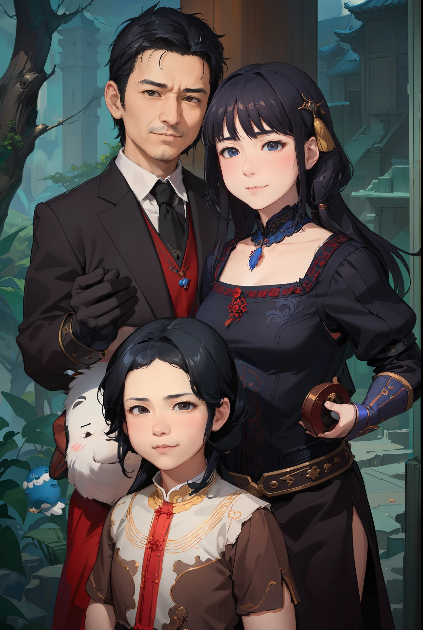 An image of a couple of people, standing next to each other, children's creativity in artstation, yiqiang and shurakrgt, Ruan Jia and Brom, rob rey and kentarõ miura style, rob rey and kentarõ miura, Ruan Jia and Michael Komarck, work in Guweiz style