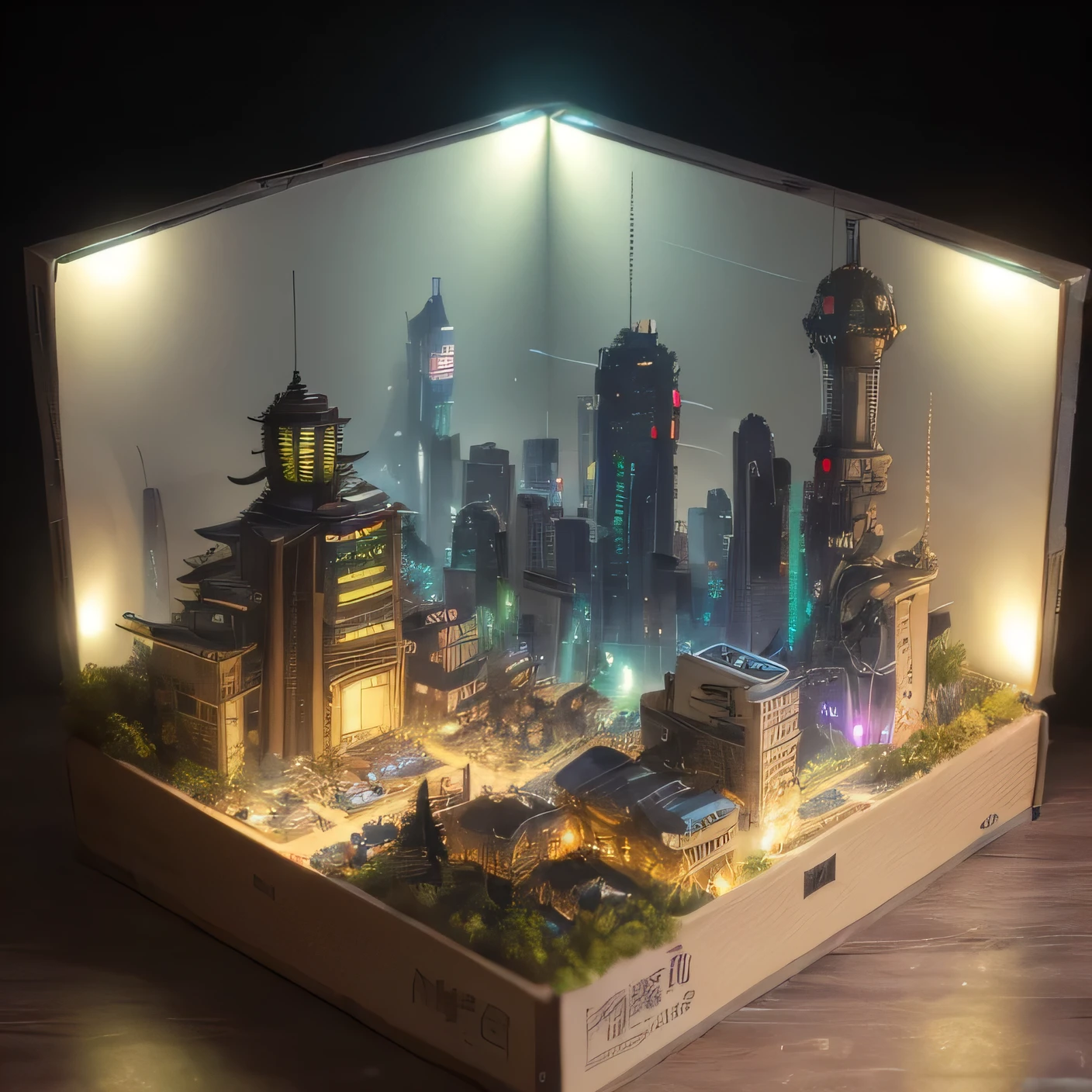 2658年Lunar soil realistic model, (bifurcation, original photo, best quality, masterpiece:1.4),SteampunkCyberpunk6820 City,(CyberpunkLunar soil light:1.3), Lunar soil (related to land),(in a small nature box:1.3),Isometric, small nature, landscape on foundation,landscape,
