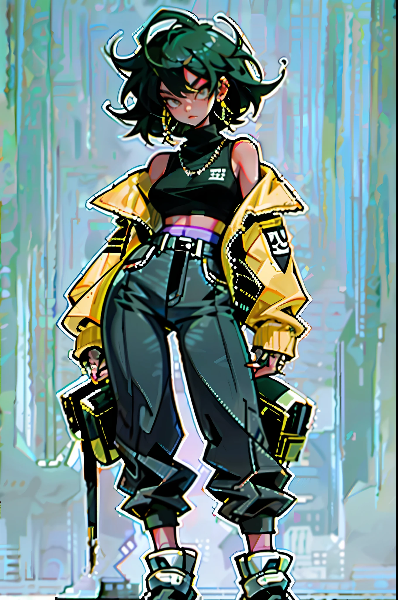 (masterpiece: 1.2, best quality), 1lady, solo, big tits
Dark skinny jeans, oversized sweater, ankle boots, sharp focus, 
Loose waves, central part
Simple hoop earrings, cool, cool, fashionable, rockstar 
Green Park