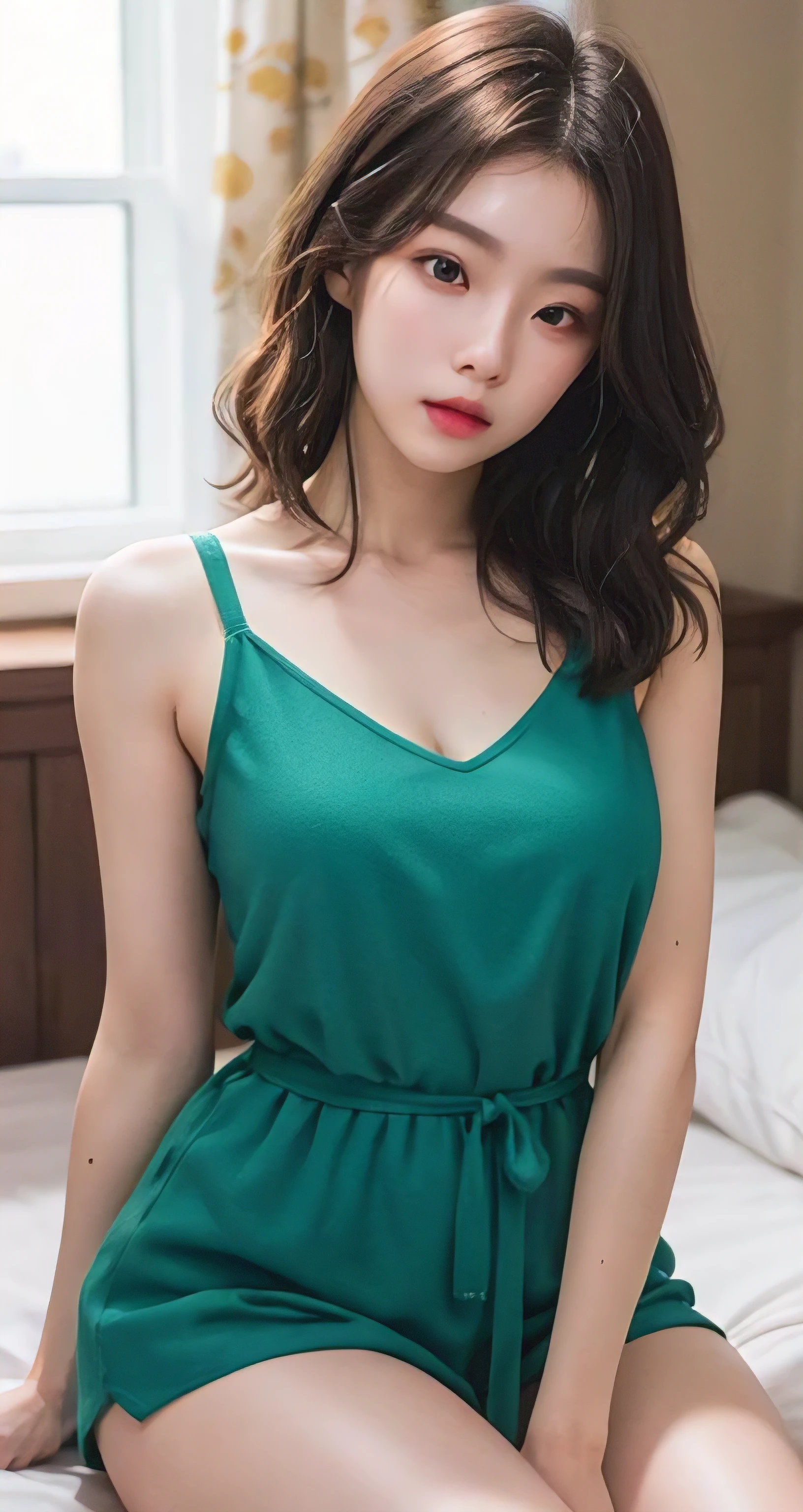 Best Quality Detail:1.2, realisitic, 8K UHD, hight resolution, 1girl in:1.2, The ultra-detailliert, High quality textures, intricate detailes, detaileds, Very detailed CG, High quality shadows, Detail Beautiful delicate face, Detail Beautiful delicate eyes, depth of fields, Ray traching, masterpiece, best quality,ulzzang -6500-v1.1:0.6, pureerosface_v1, Pretty korean Girl, Korean Urzan Face:1.1, milf, 28 year old woman,short neon yellow hair,shiny_skin,thin_waist,gigantic breasts,wearing pajamas, 4K, 8K UHD Full Color RAW Photos, Fuji Film(Medium format:1.2), Hasselblad:1.2, Carl zeiss:1.1, Incredible dynamic range photography(UTIL_Art by Smoose-768:1.1), hight resolution, High pixel count, clear details, crisp image, Natural color reproduction, Noise Reduction, High fidelity, qulity, Software Improvements, Upscaling, Optimized algorithms, Pro-level retouching,crowd:1.1,depth of field,looking at viewer,random pose sitting at the she room background,random sexy pose sitting at the bed