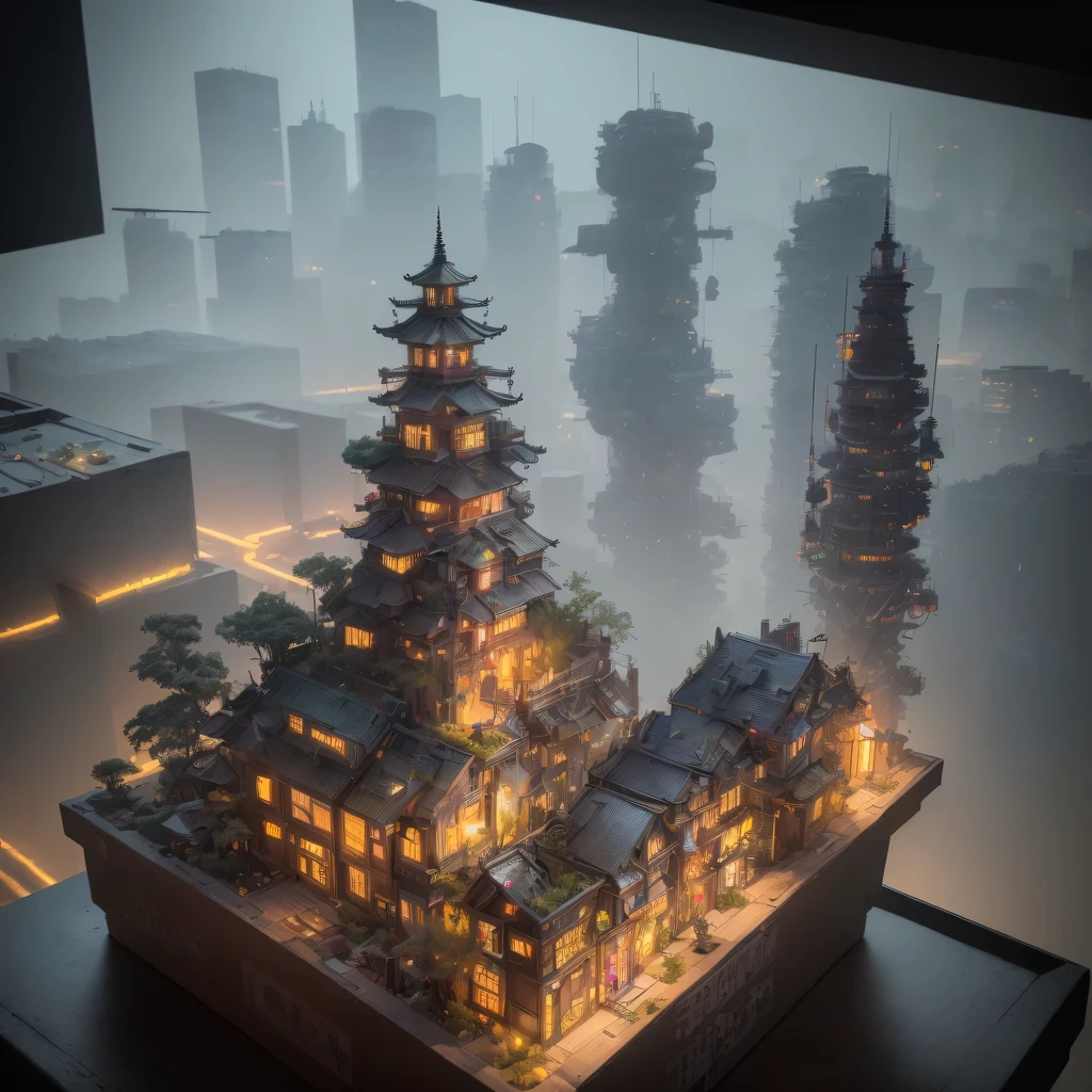 2658年Lunar soil realistic model, (bifurcation, original photo, best quality, masterpiece:1.4),SteampunkCyberpunk6820 City,(CyberpunkLunar soil light:1.3), Lunar soil (related to land),(in a small nature box:1.3),Isometric, small nature, landscape on foundation,landscape,