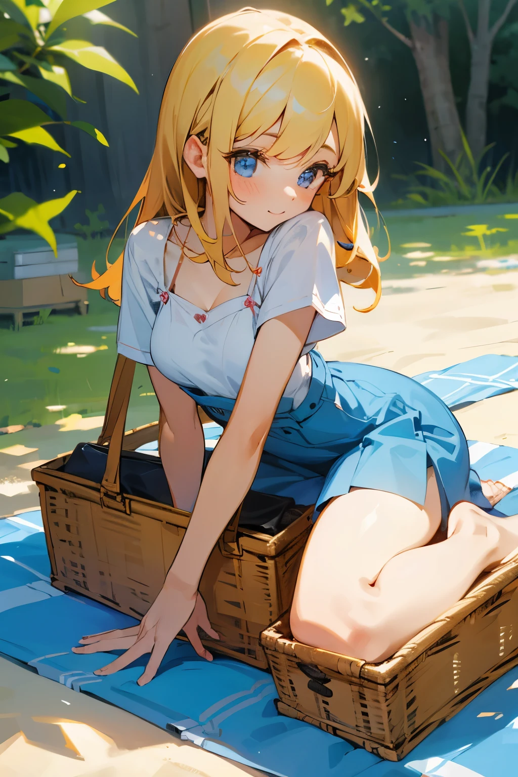 Cute woman on summer picnic