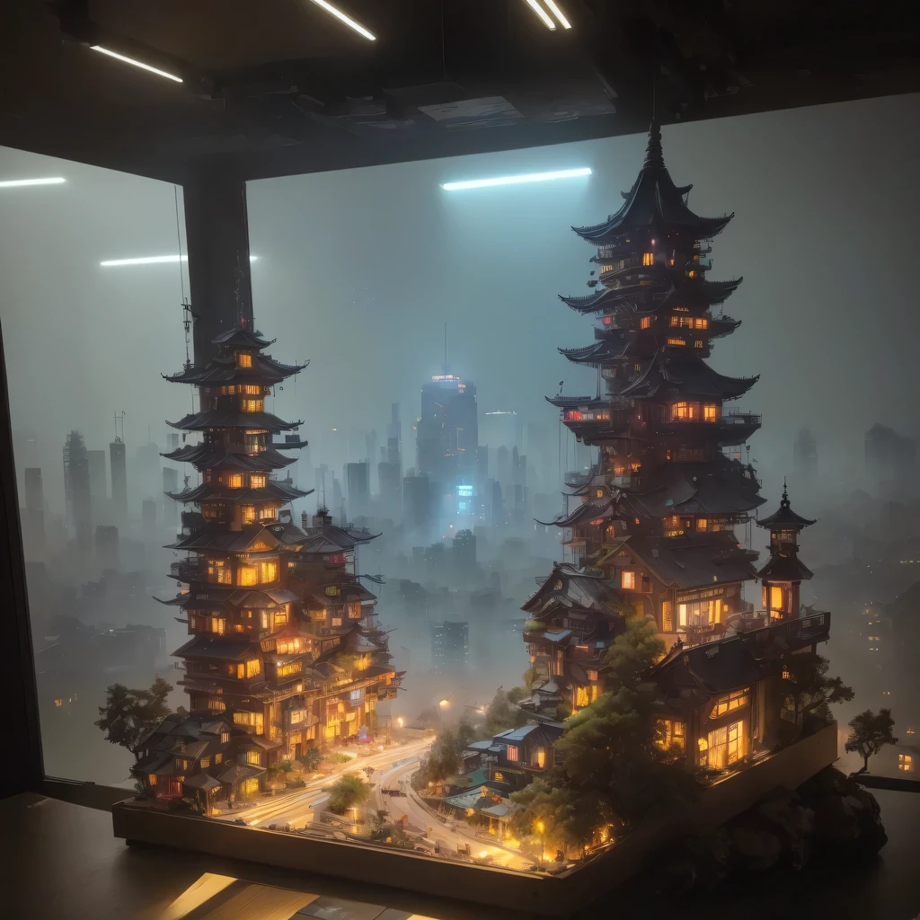 2658年Lunar soil realistic model, (bifurcation, original photo, best quality, masterpiece:1.4),SteampunkCyberpunk6820 City,(CyberpunkLunar soil light:1.3), Lunar soil (related to land),(in a small nature box:1.3),Isometric, small nature, landscape on foundation,landscape,