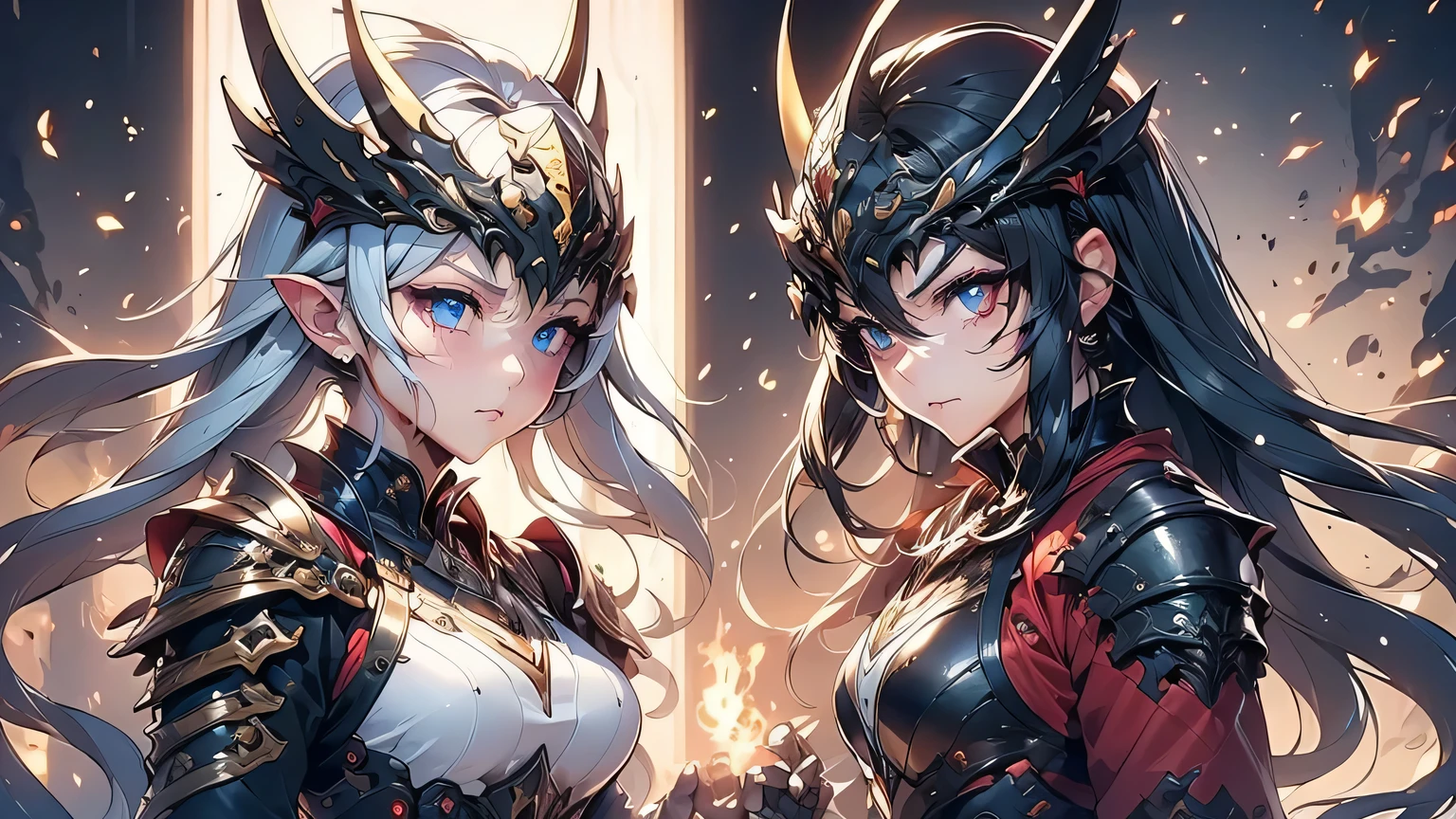 (masterpiece、top quality、raw、analog style)、sharp focus、Stunning portrait of a beautiful woman、4/5 shots、Short blonde hair、((very detailed 피부、Skin Details))、Perfect physique、big bust, Bikini style, knightage'Armor with intricate patterns、full armor、full face helmet、Square ruins at sunset、holding a knife、eyebrows rise、piercer、woe, rage, tear, very detailed、battle stance、Detailed hand description、Detailed chest description