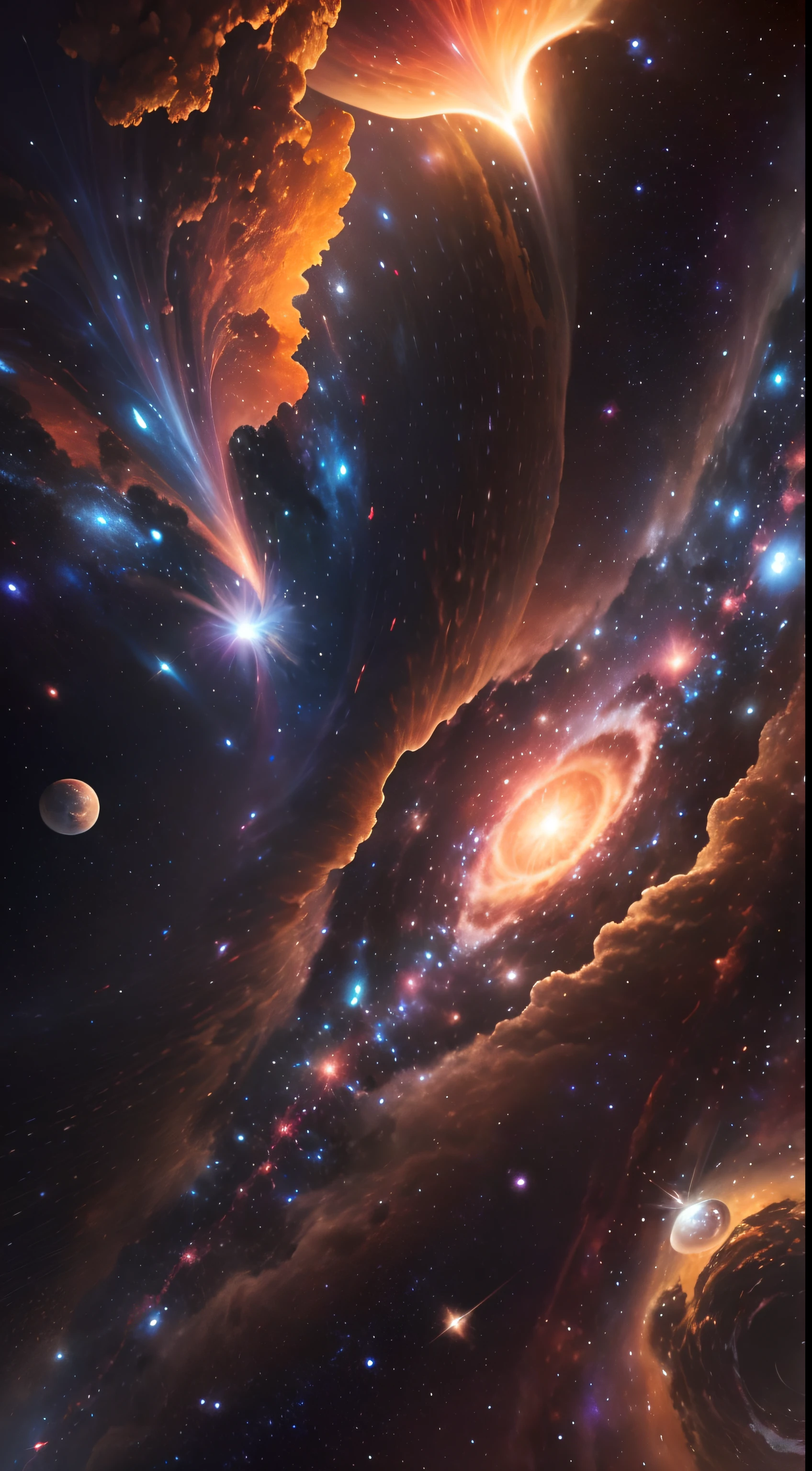 obra de arte, melhor qualidade, alta qualidade, extremamente detalhado CG unity 8k wallpaper, profundidade de campo, HDR,,fotorrealista,extremamente detalhado, Intricado, alto detalhe, universo, space, Galaxy, estrelas, Planetas, astronomia, cosmos, celestial, nebulosa, buraco negro, sistema solar, cosmic rays, Super Nova, deep space, astronomical objects
