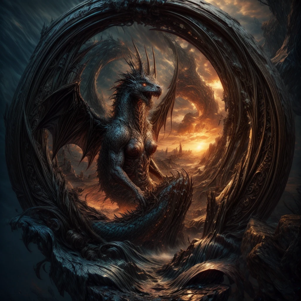 dragon, girl, exposd, nsfw, (fantasy world), nightmare (masterpiece: 1.2) (Realistic: 1.2) (Best quality) (Detailed skin: 1.3) (Intricate details) (8K)