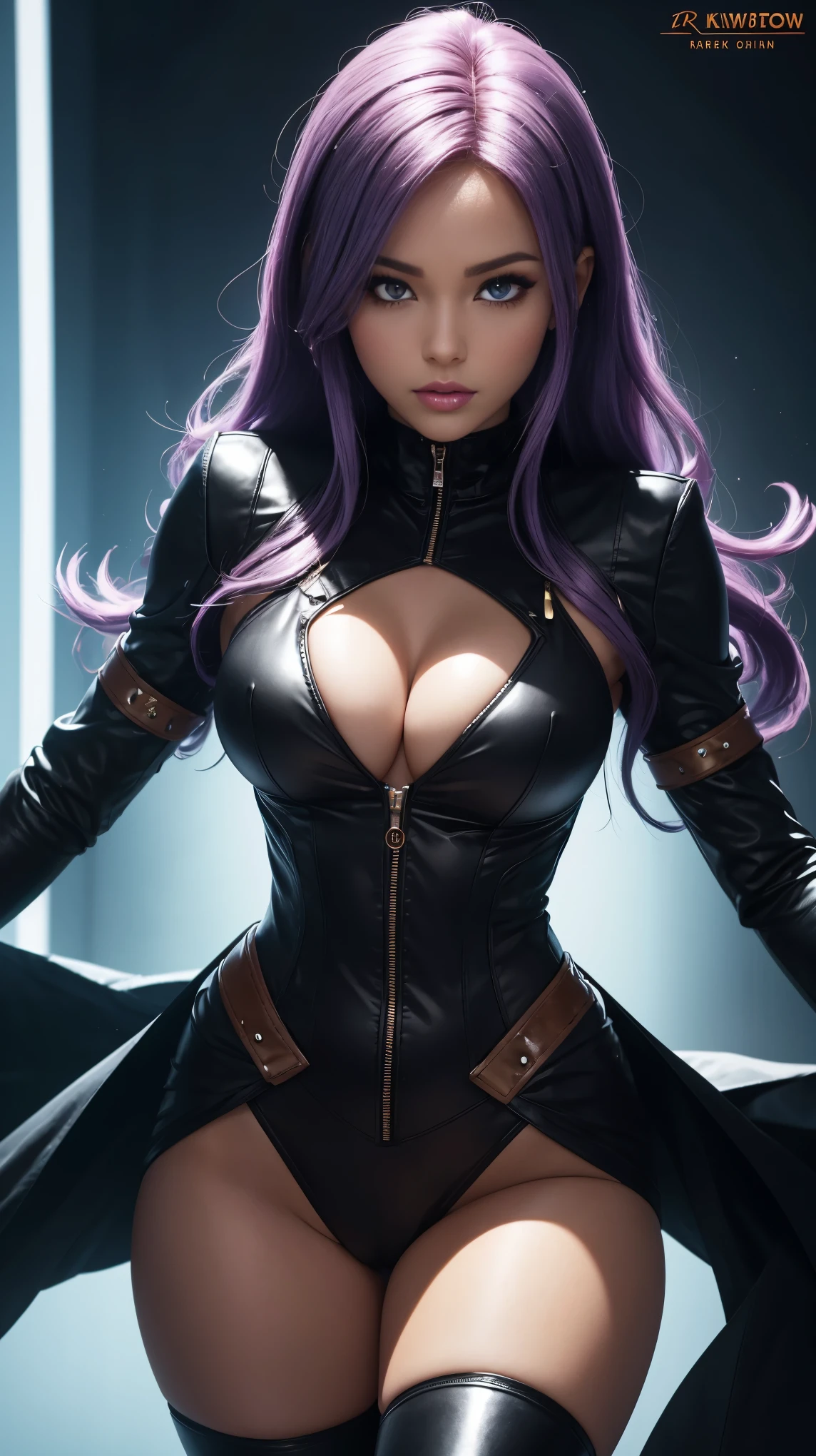 A barbie transforming into a dark super saiyan with purple hair and glowing golden eyes