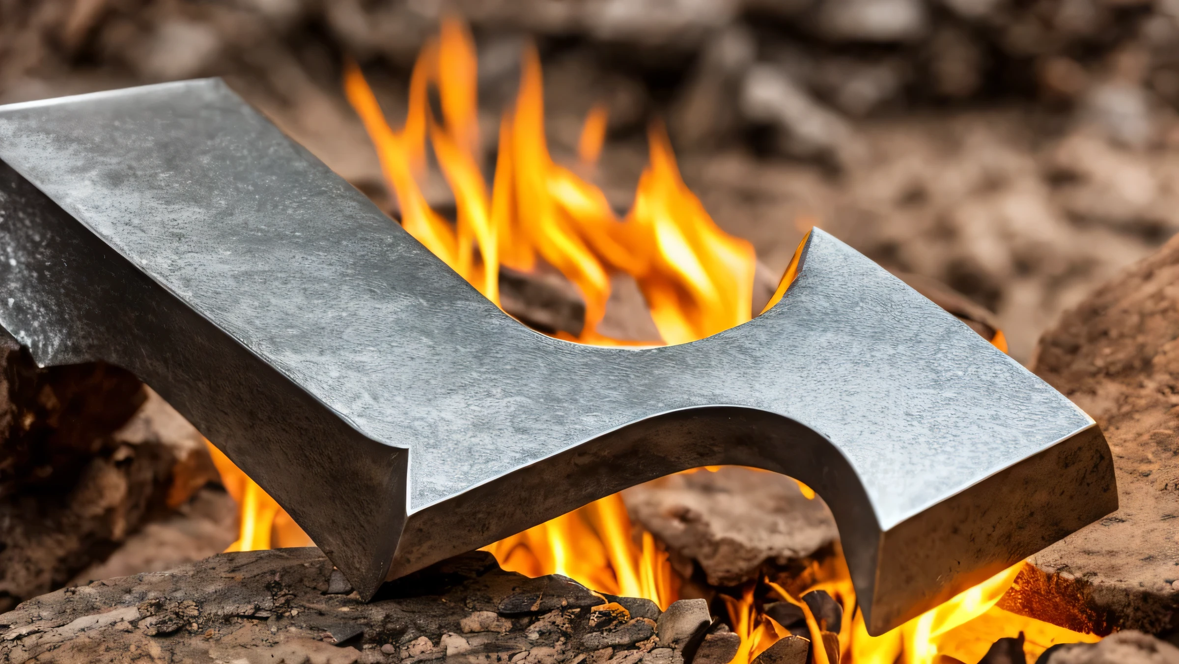 red hot metal on anvil