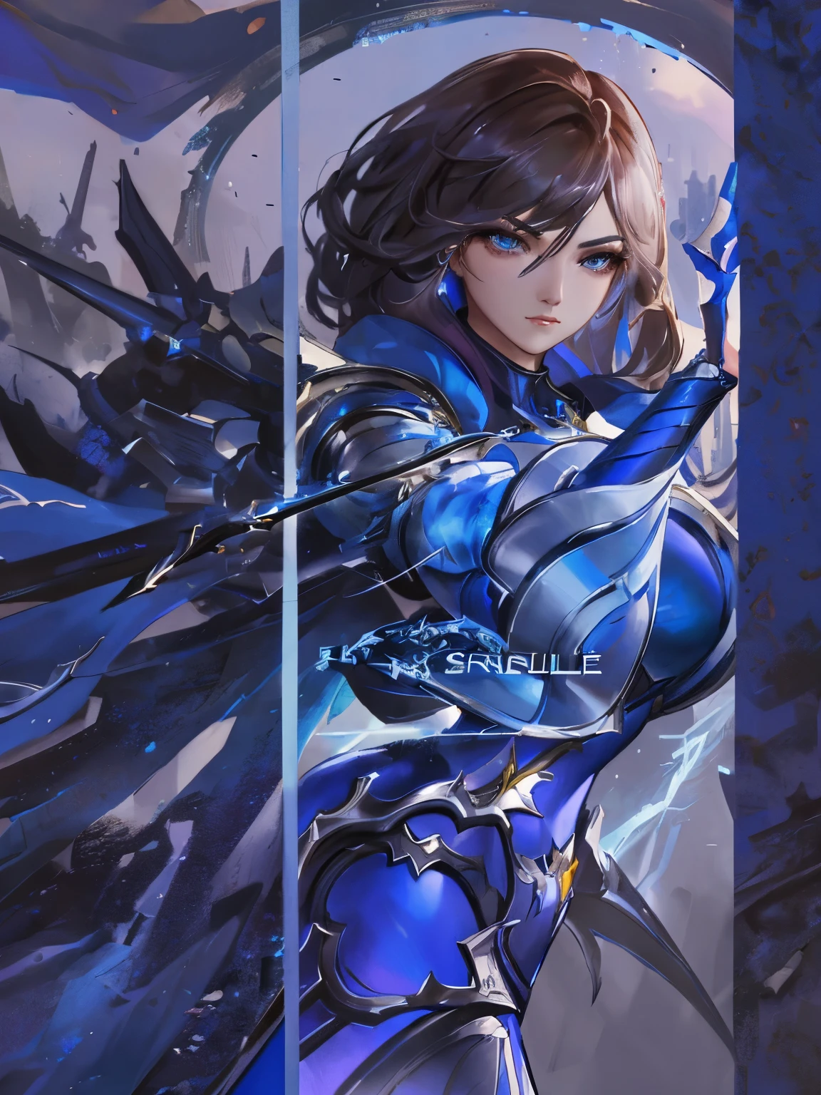 a close up of a person with a sword and a blue dress, trending on devianart, male android, style league of legends, artgerm jsc, mobile wallpaper, lineage 2 revolution style, mobile legends, lance, highly detailed exquisite fanart, devianart trending, extremely detailed artgerm, ethereal and mecha theme