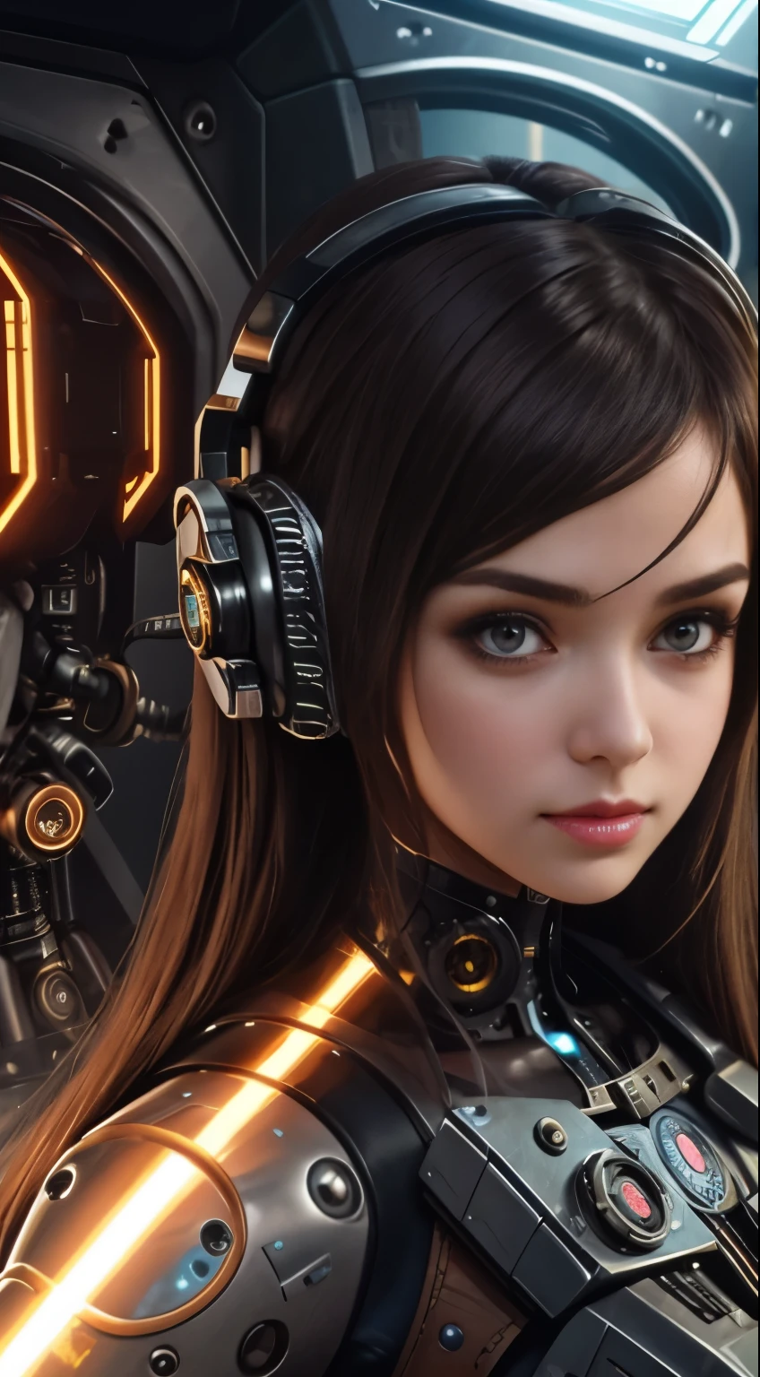 a cute steampunk cyborg girl vs a cute cybernetic futuristic cyborg girl face to face