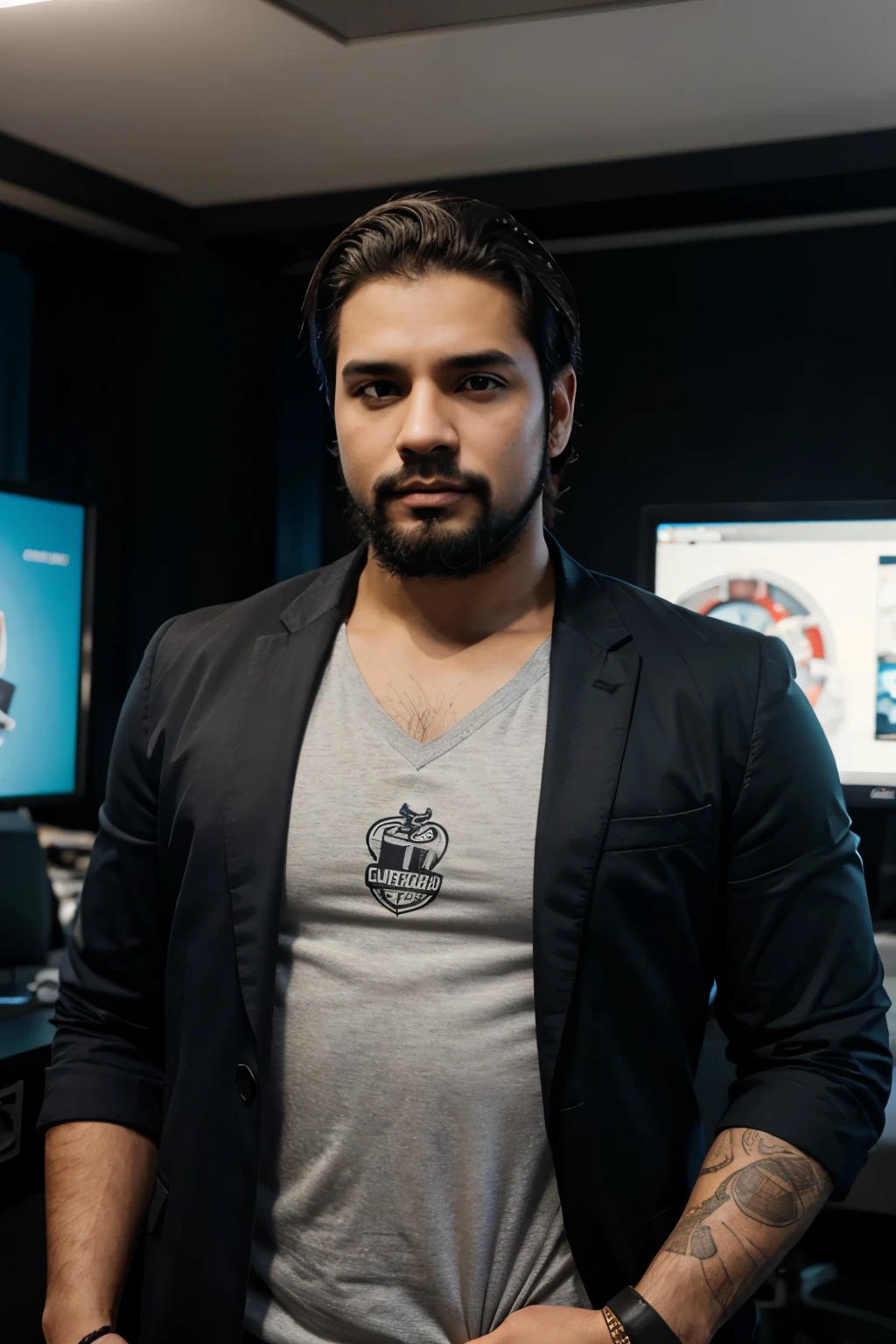 apresentador ilustrado gamer sentado frontal