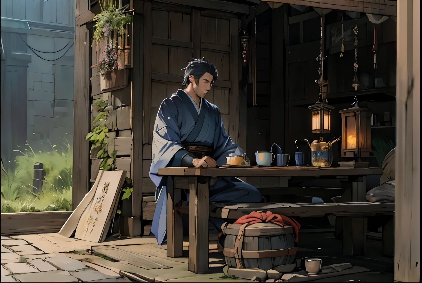 Epic art,cg , knight ,japanese scenery