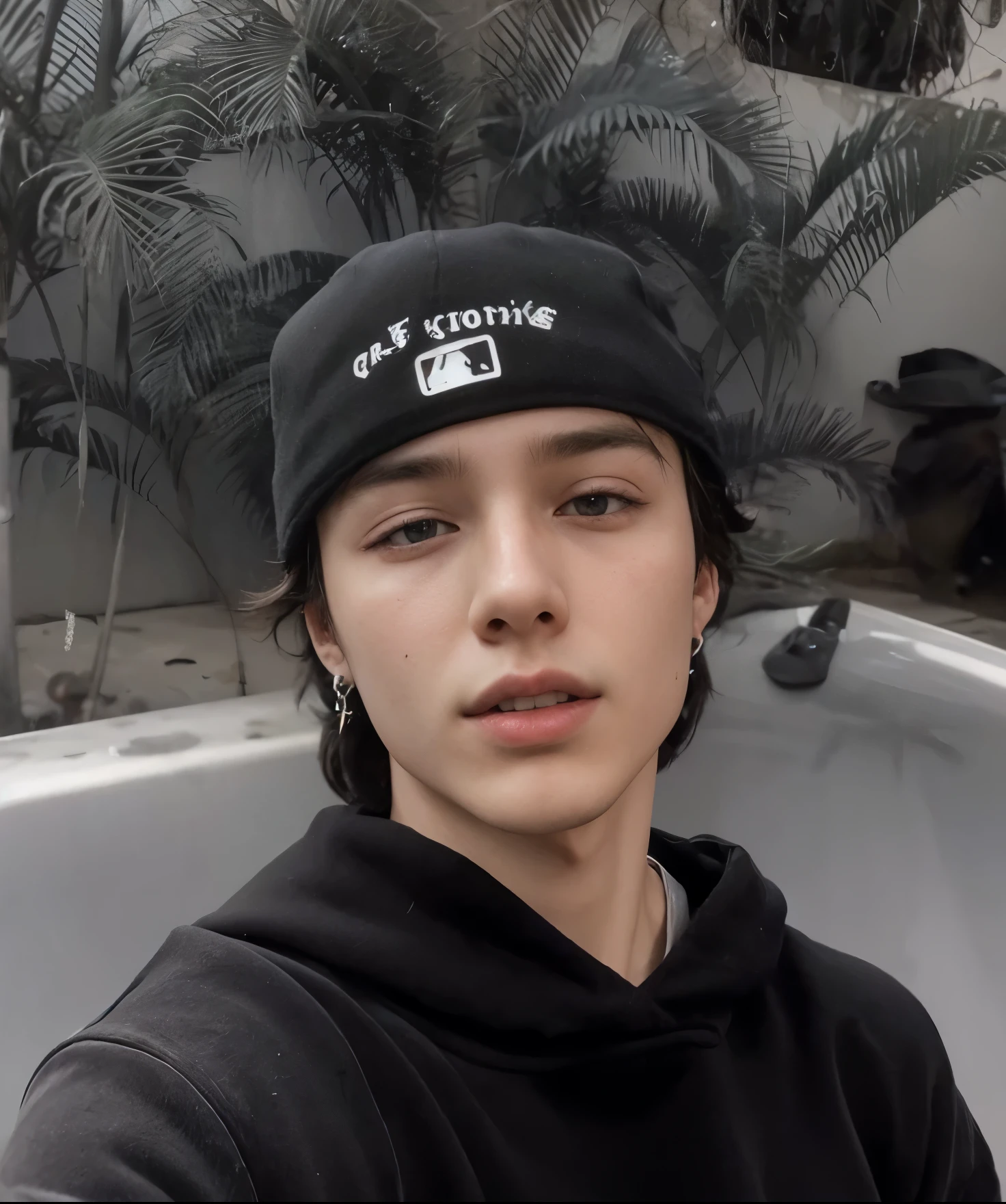 Jungkook in a car with a bottle of water and a drink, Estilo de Seb McKinnon, Wears a hat, Androgen, Homem, rosto grande