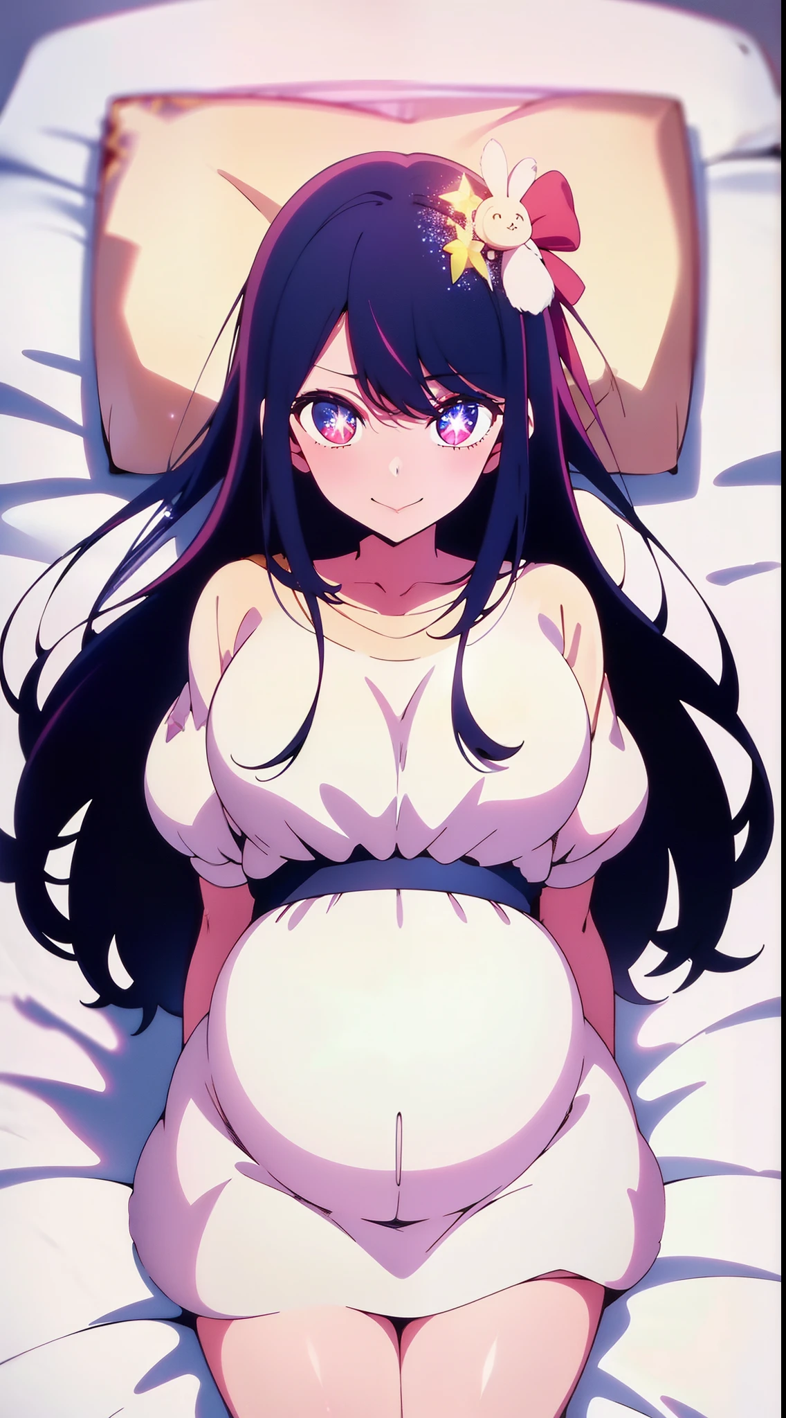 shark girl, Very sexy, big breasts, white apron, Sweating, nighttime, lying on the bed