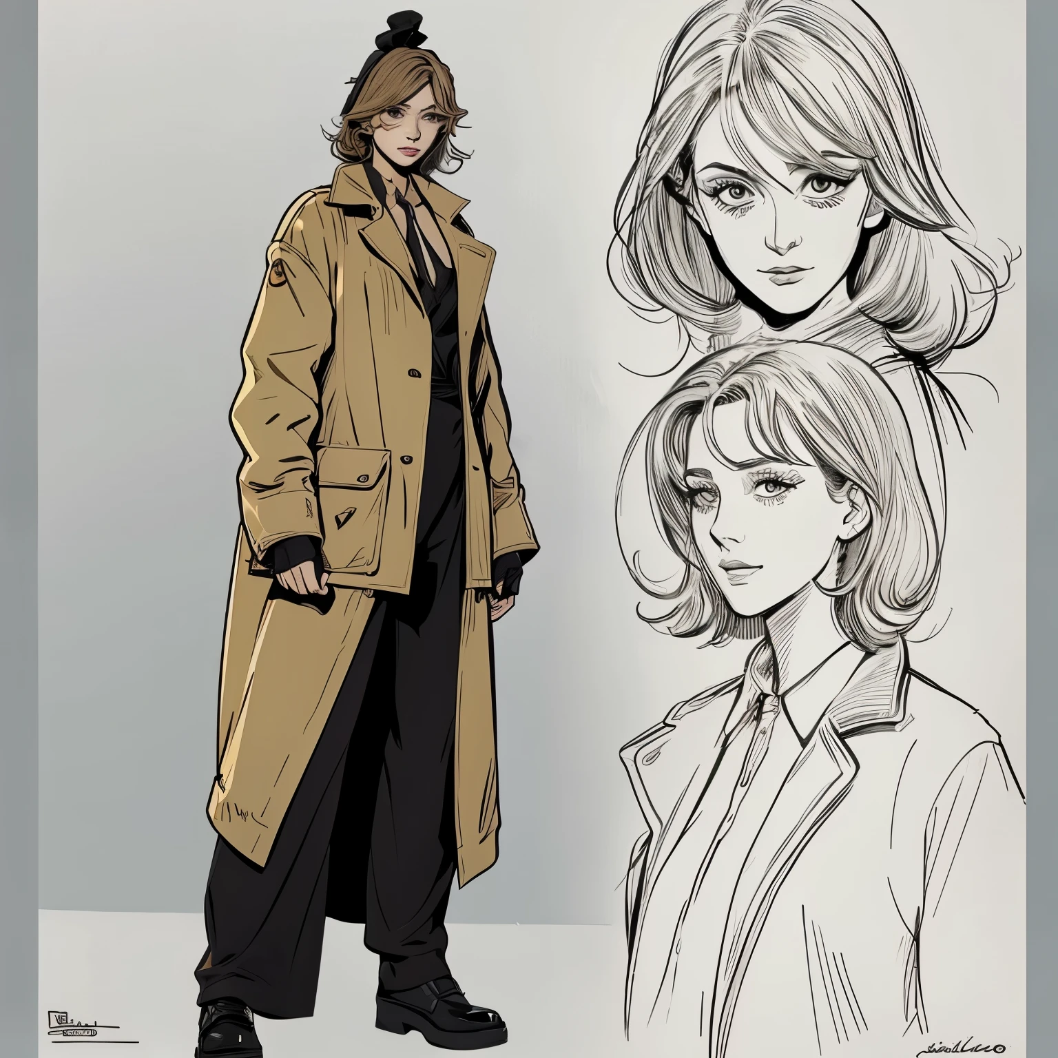 a drawing of a beautiful woman, a character portrait by Farel Dalrymple, featured on tumblr, figurativism, criterion collection, concept art, super simple line art, full body, fashionable, jacket