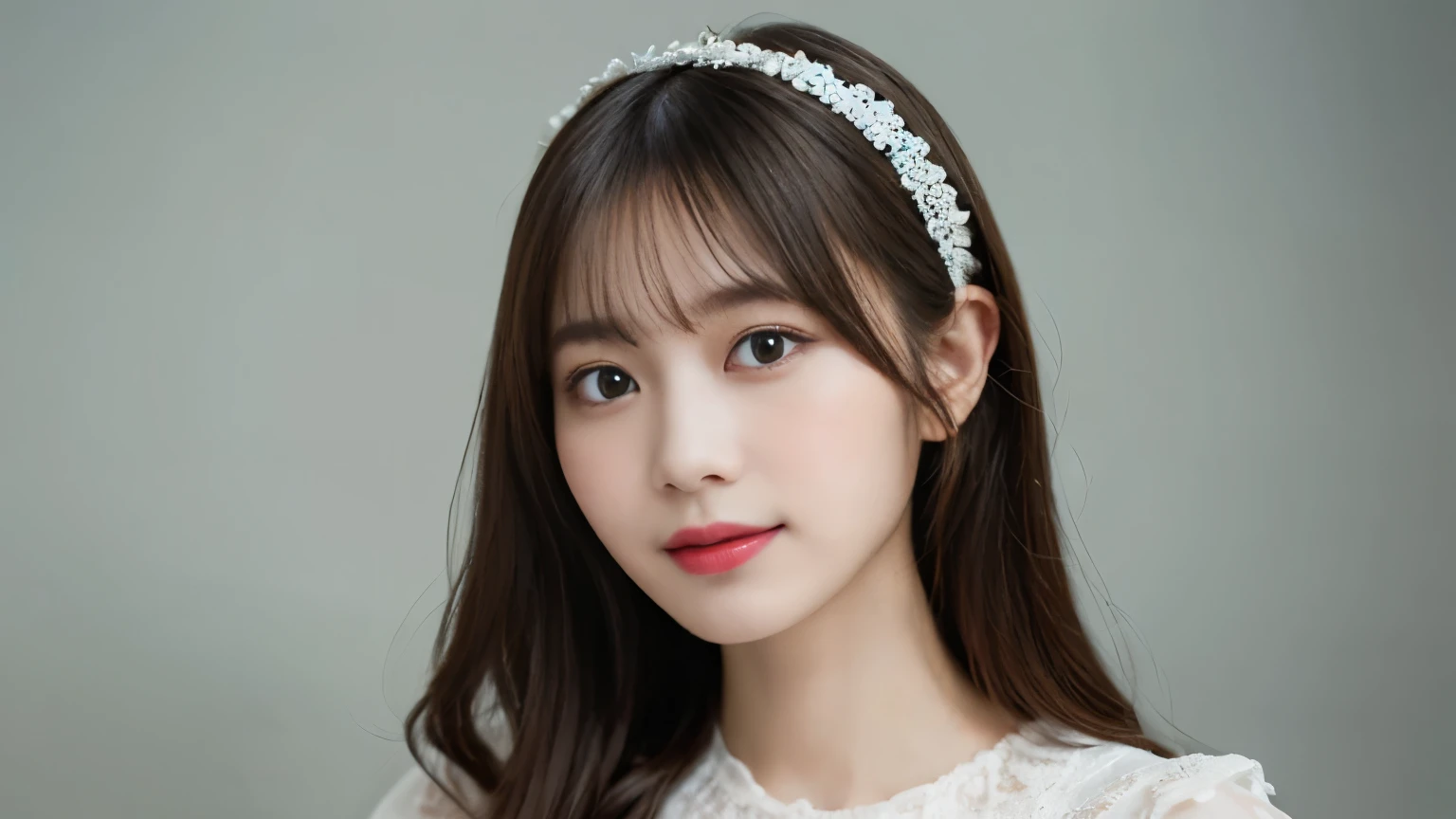 muste piece, best quality, illustration, Super detailed, fine details, High resolution, 8K Dende Wallpaper, perfect dynamic composition, beautiful detailed eyes, she is wearing a white dress,medium hair,natural color lip, shy smile,Harajuku style、20 year old girl、There is only one person, bust up photo、Correct posture、stretch your back、Never show your hands、Stand up straight、cute type、looking at camera、C Cup、golden hair、Don't touch it、white background、background is white